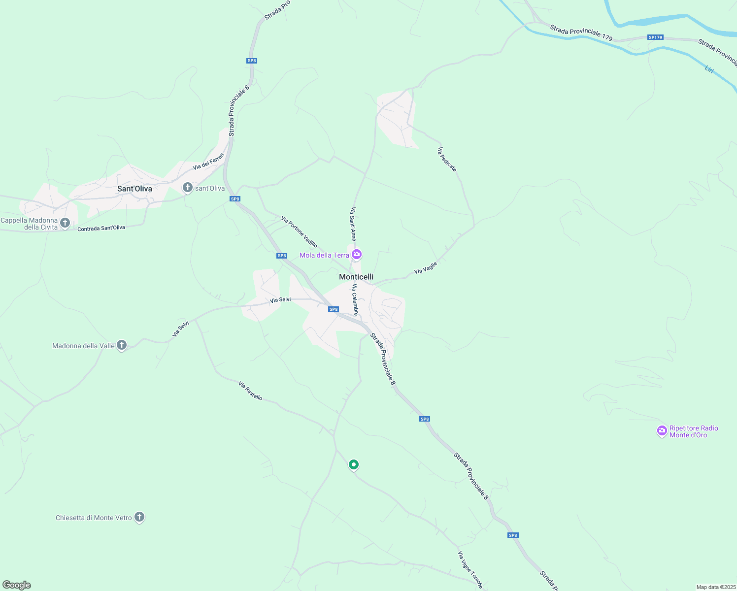map of restaurants, bars, coffee shops, grocery stores, and more near 16A Via San Anna in Monticelli