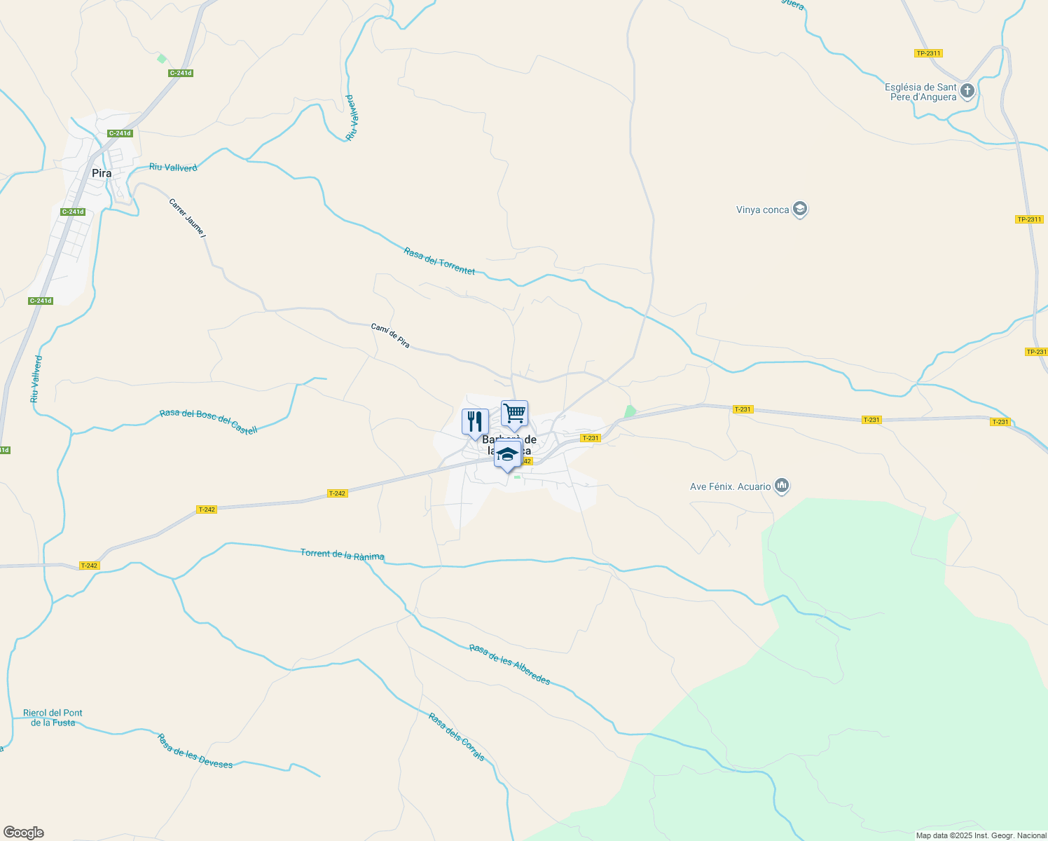 map of restaurants, bars, coffee shops, grocery stores, and more near 19 Carrer de la Font in Barberà de la Conca