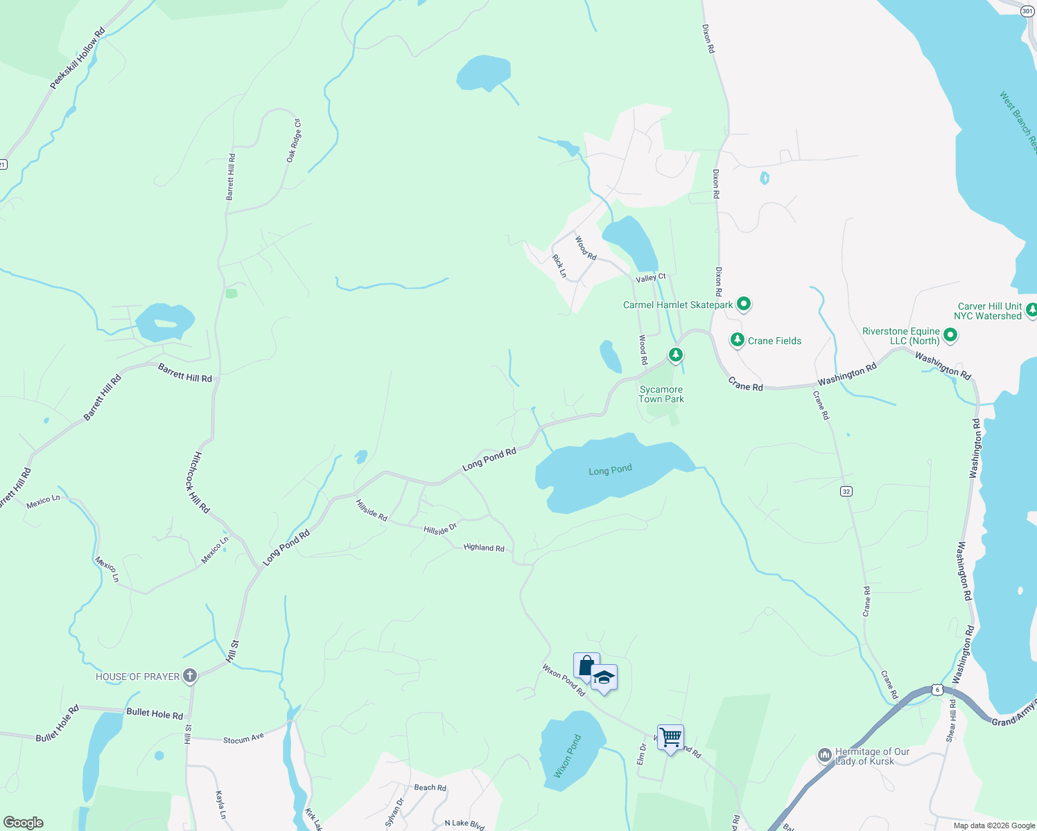 map of restaurants, bars, coffee shops, grocery stores, and more near 19 Curry Road in Mahopac