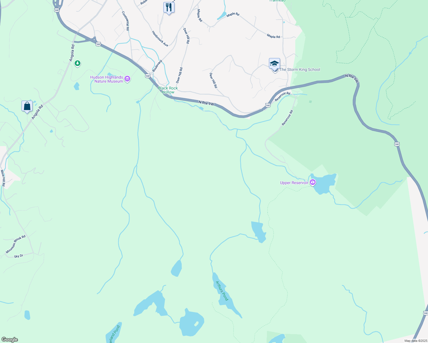 map of restaurants, bars, coffee shops, grocery stores, and more near Pecks Road in Cornwall
