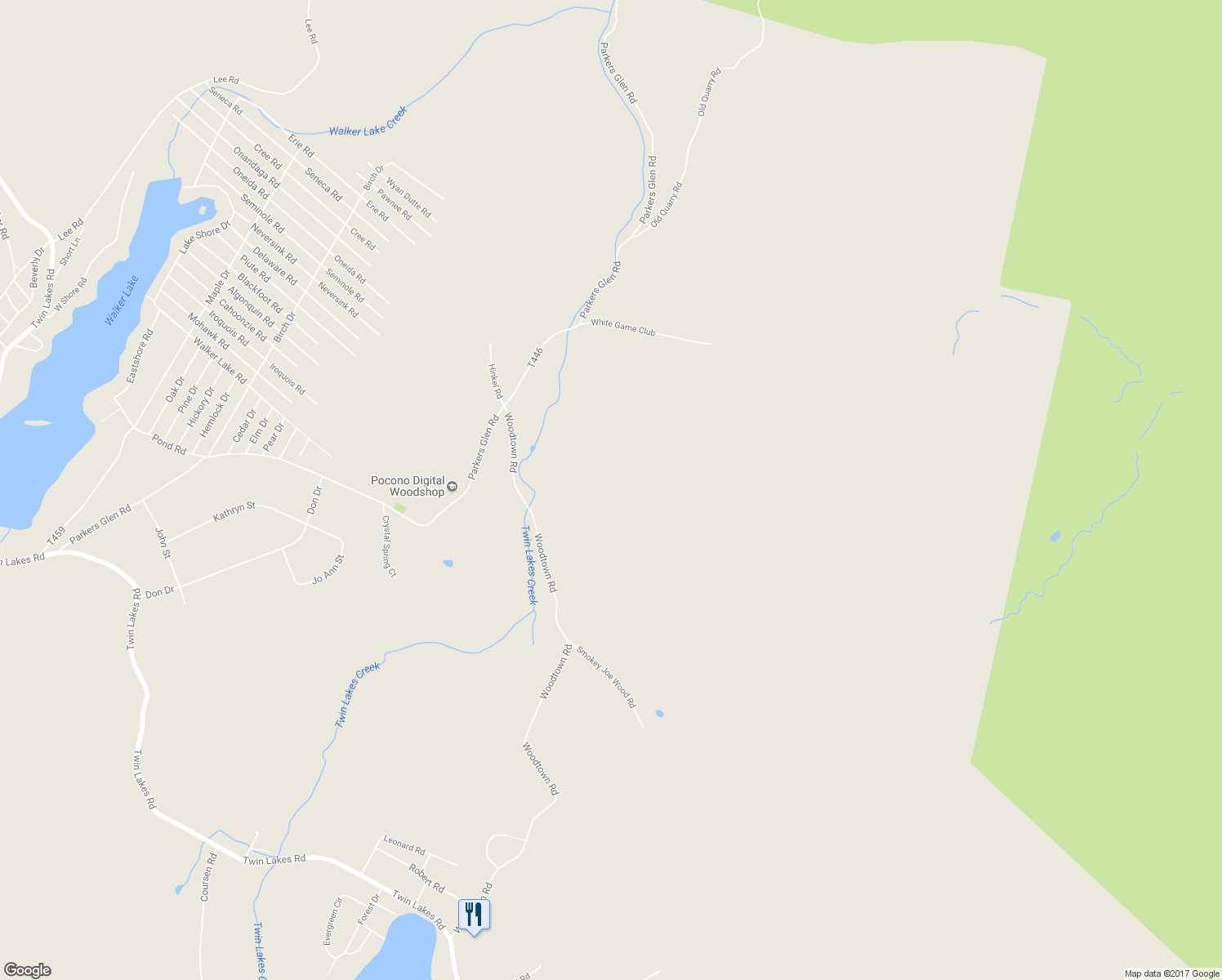 map of restaurants, bars, coffee shops, grocery stores, and more near 237 Woodtown Road in Shohola