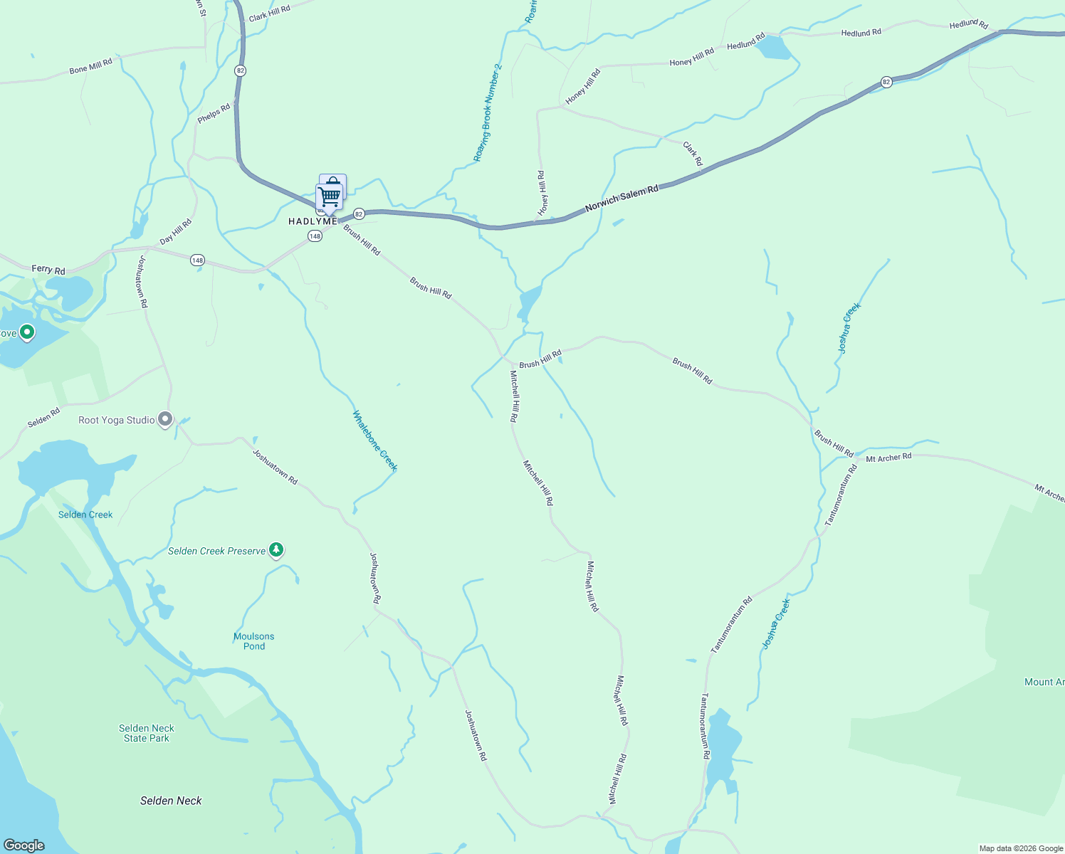 map of restaurants, bars, coffee shops, grocery stores, and more near 151 Mitchell Hill Road in Lyme