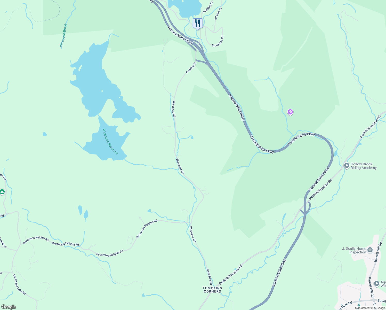 map of restaurants, bars, coffee shops, grocery stores, and more near 142 Wiccopee Road in Putnam Valley