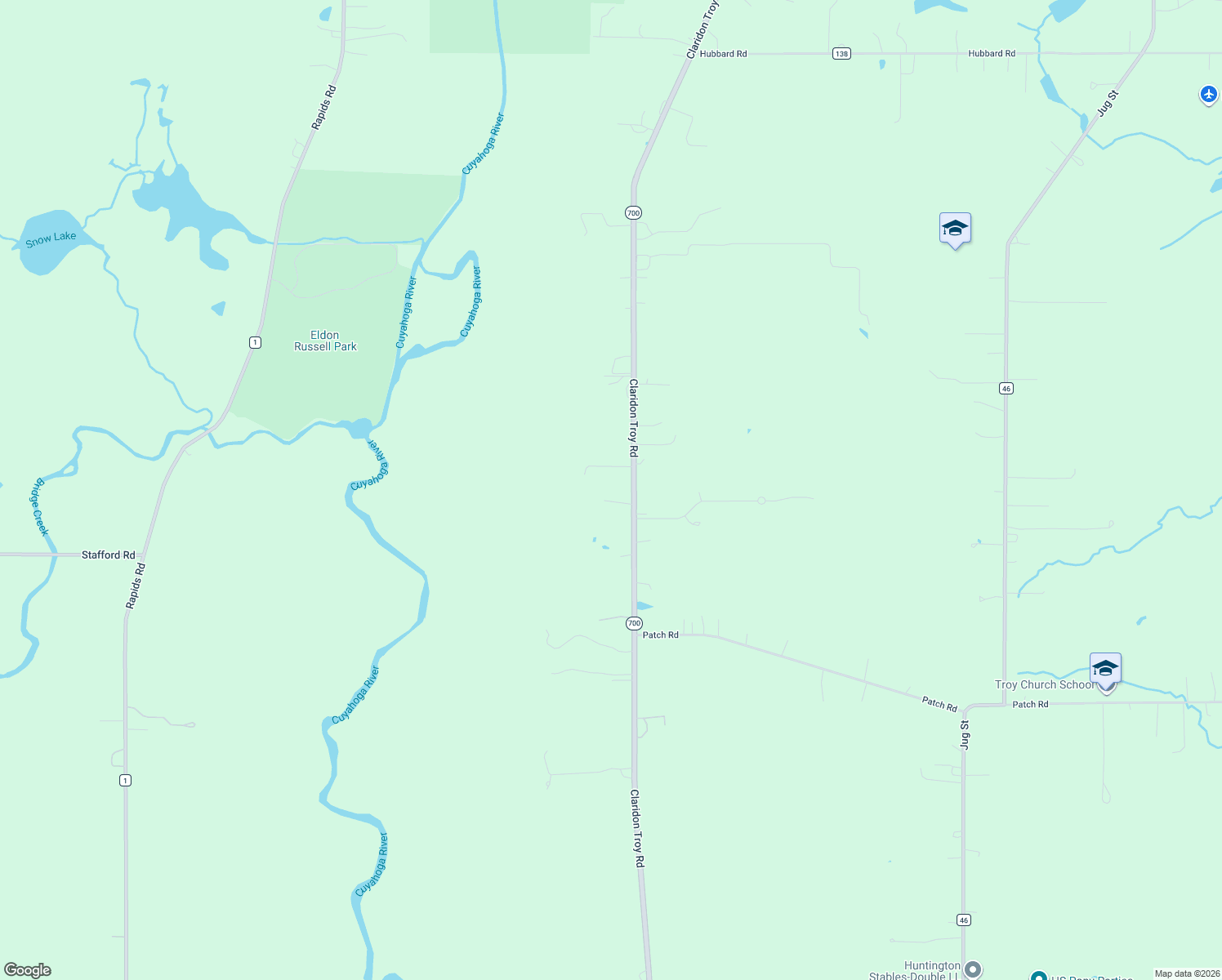 map of restaurants, bars, coffee shops, grocery stores, and more near 16668 Claridon Troy Rd in Burton