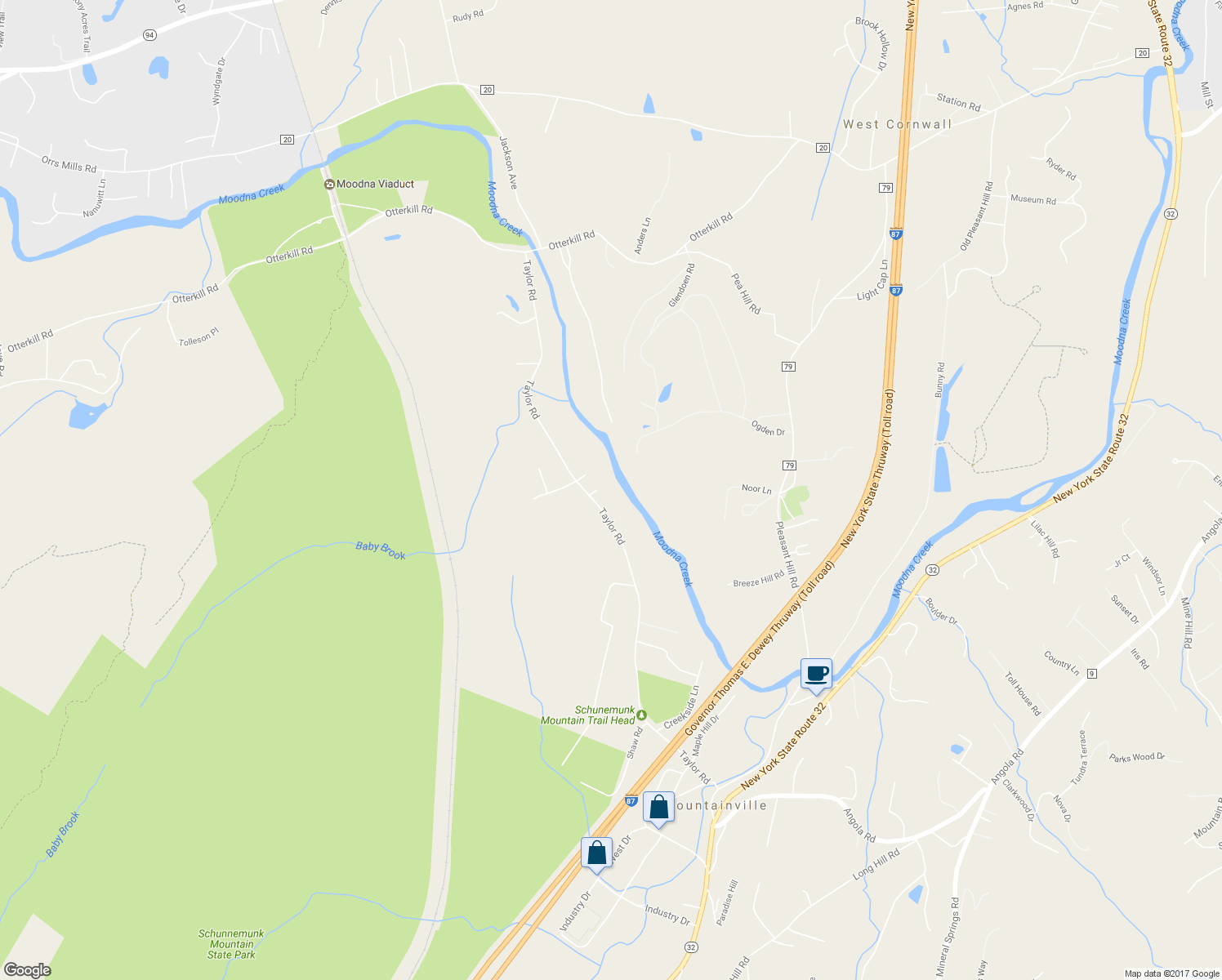 map of restaurants, bars, coffee shops, grocery stores, and more near 170 Taylor Road in Mountainville