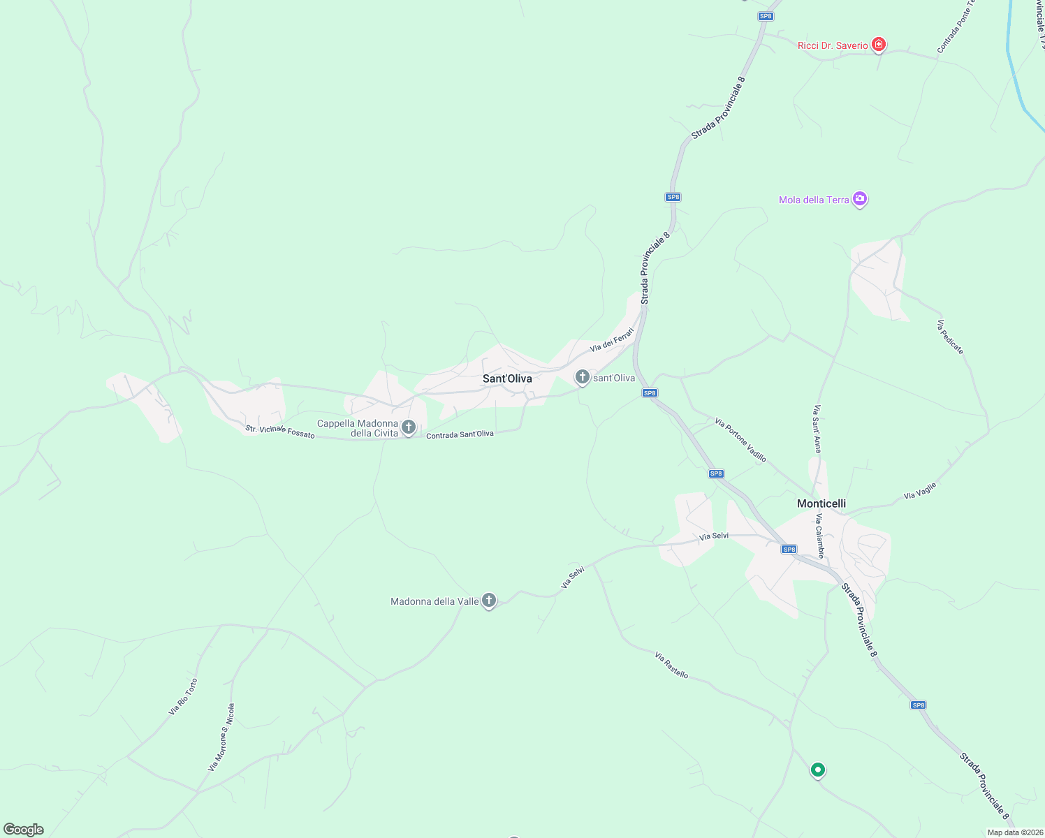 map of restaurants, bars, coffee shops, grocery stores, and more near Contrada Sant'Oliva in Provincia di Frosinone