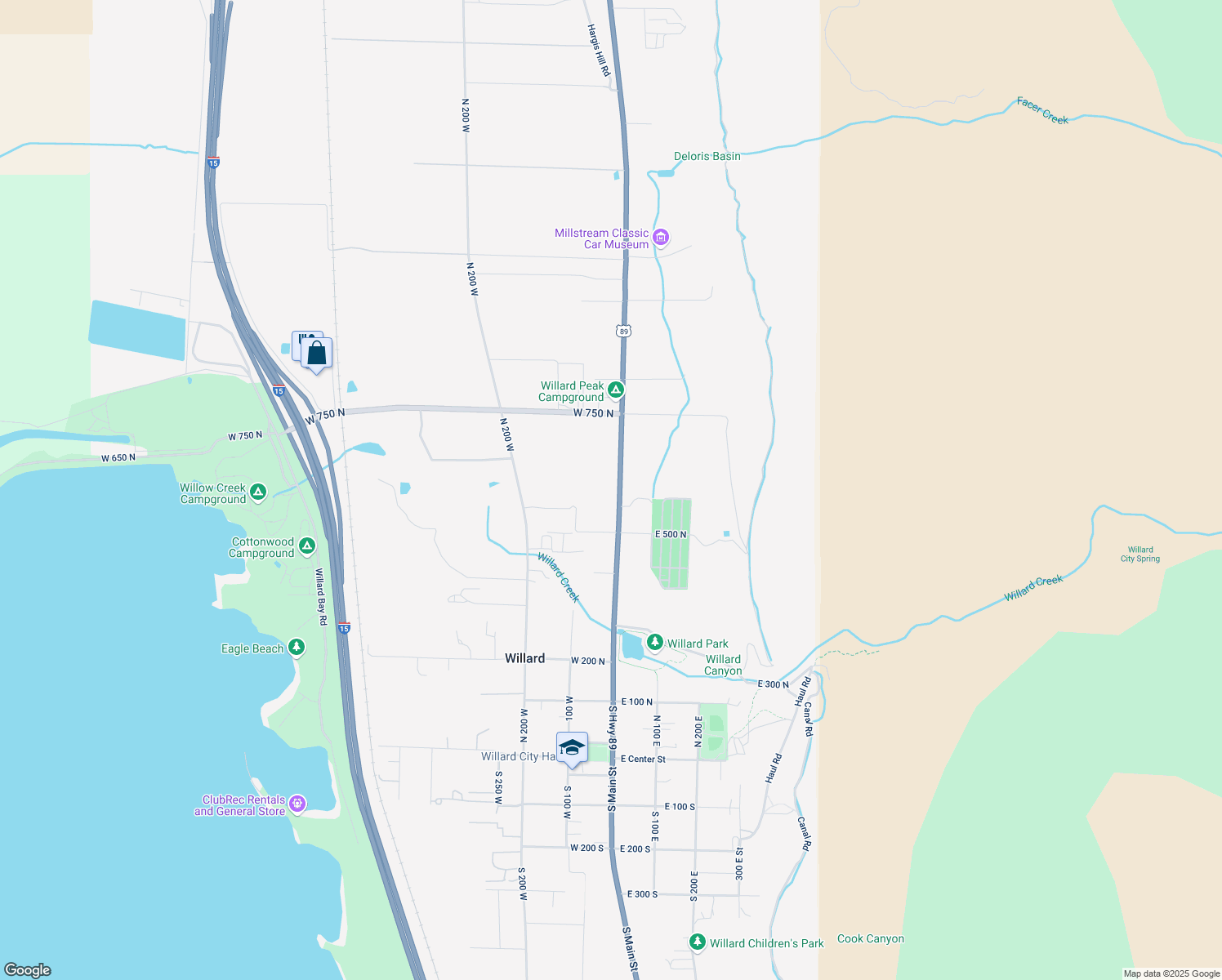 map of restaurants, bars, coffee shops, grocery stores, and more near 597 North Main Street in Willard