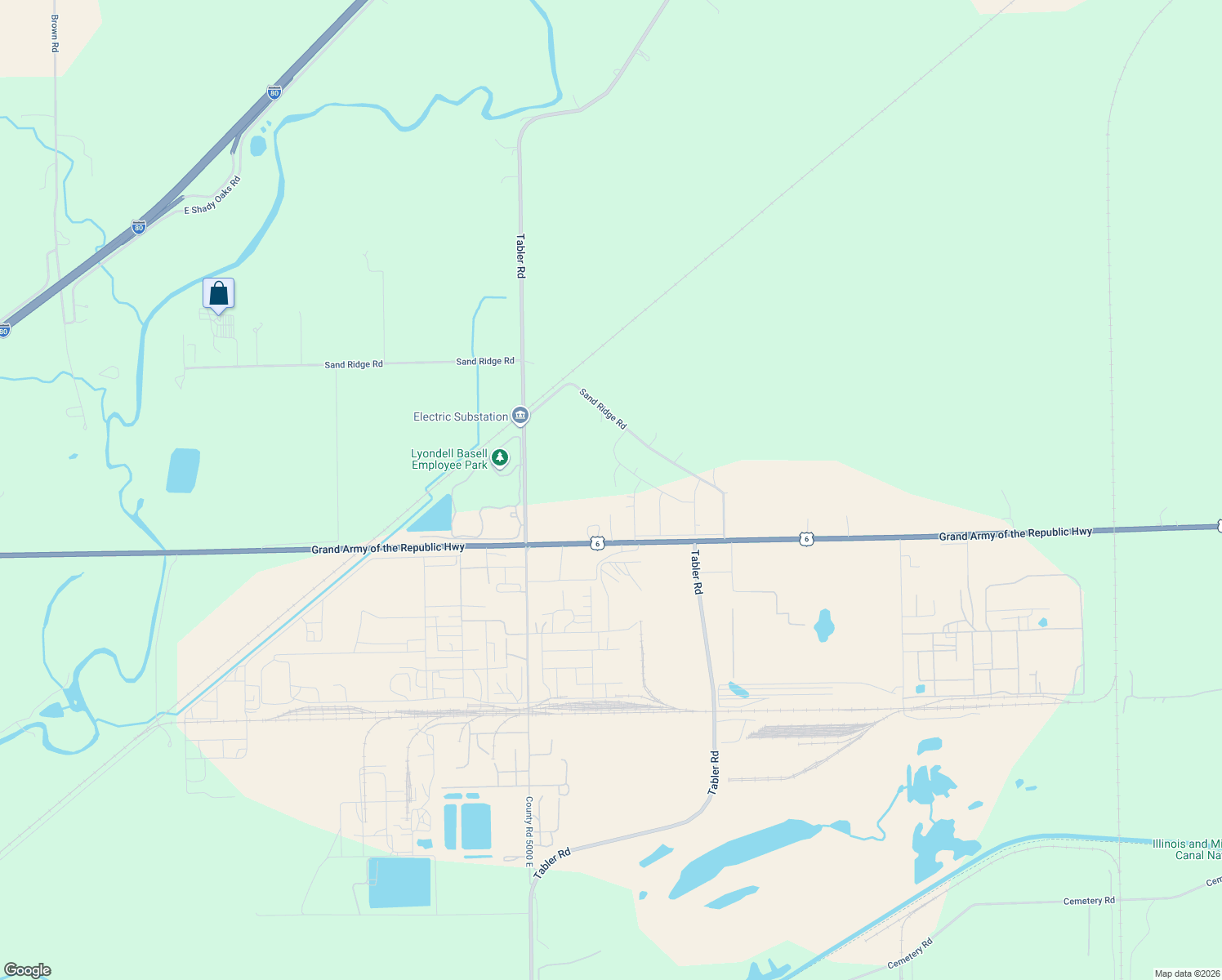 map of restaurants, bars, coffee shops, grocery stores, and more near 9155 Aux Sable Court in Morris
