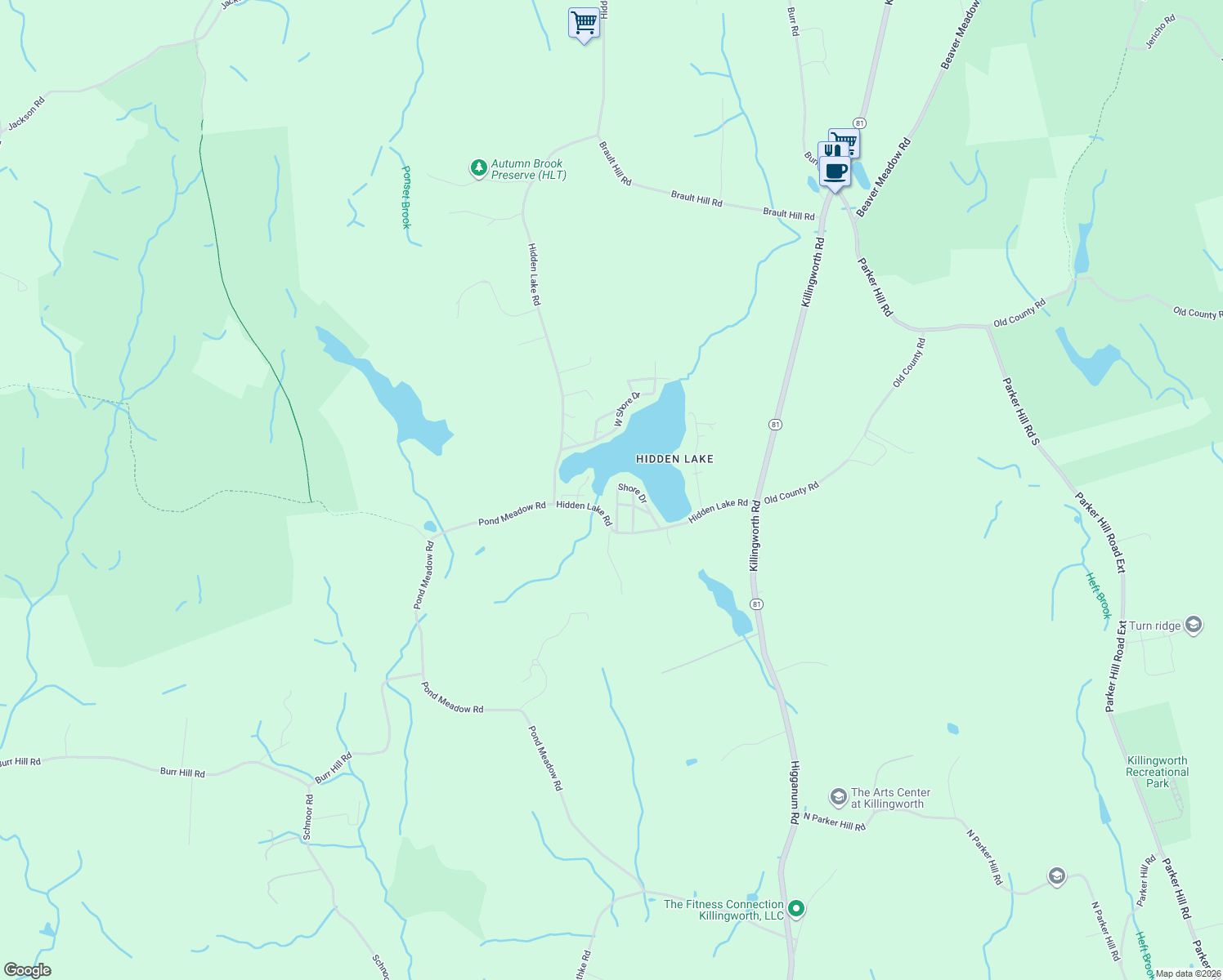 map of restaurants, bars, coffee shops, grocery stores, and more near 92 Shore Drive in Haddam