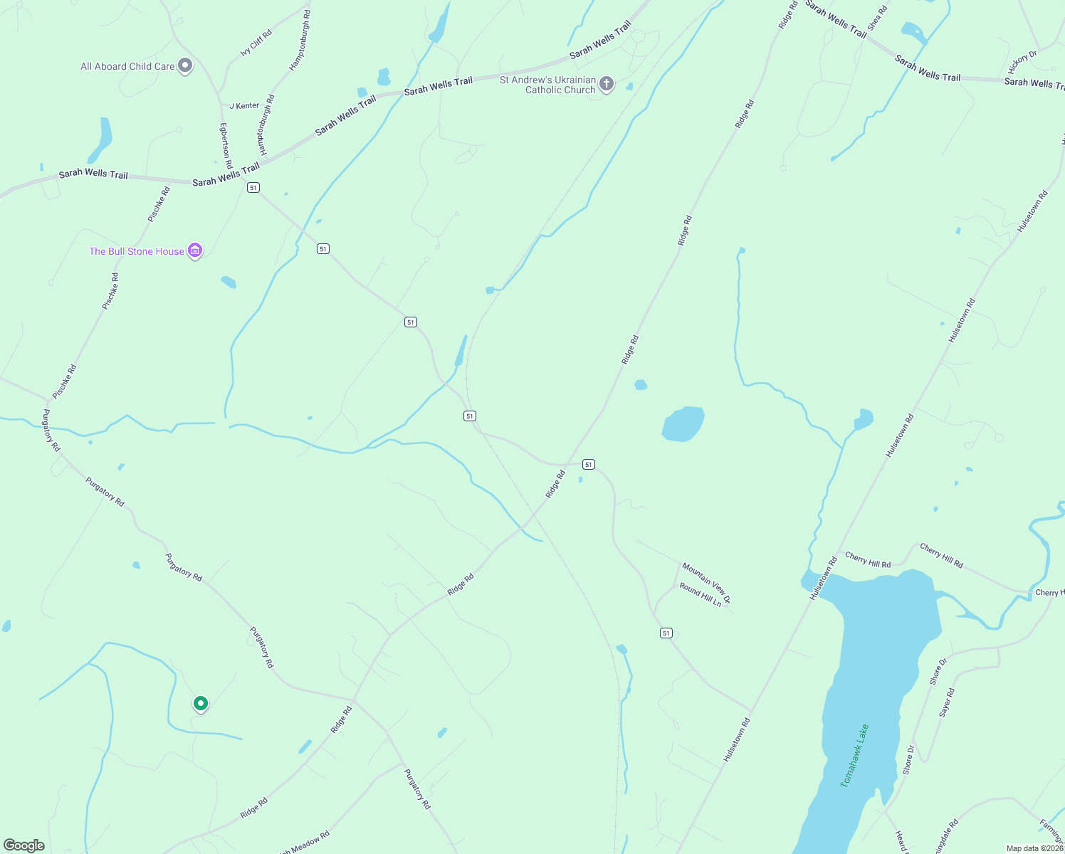 map of restaurants, bars, coffee shops, grocery stores, and more near 104 County Road 51 in Campbell Hall