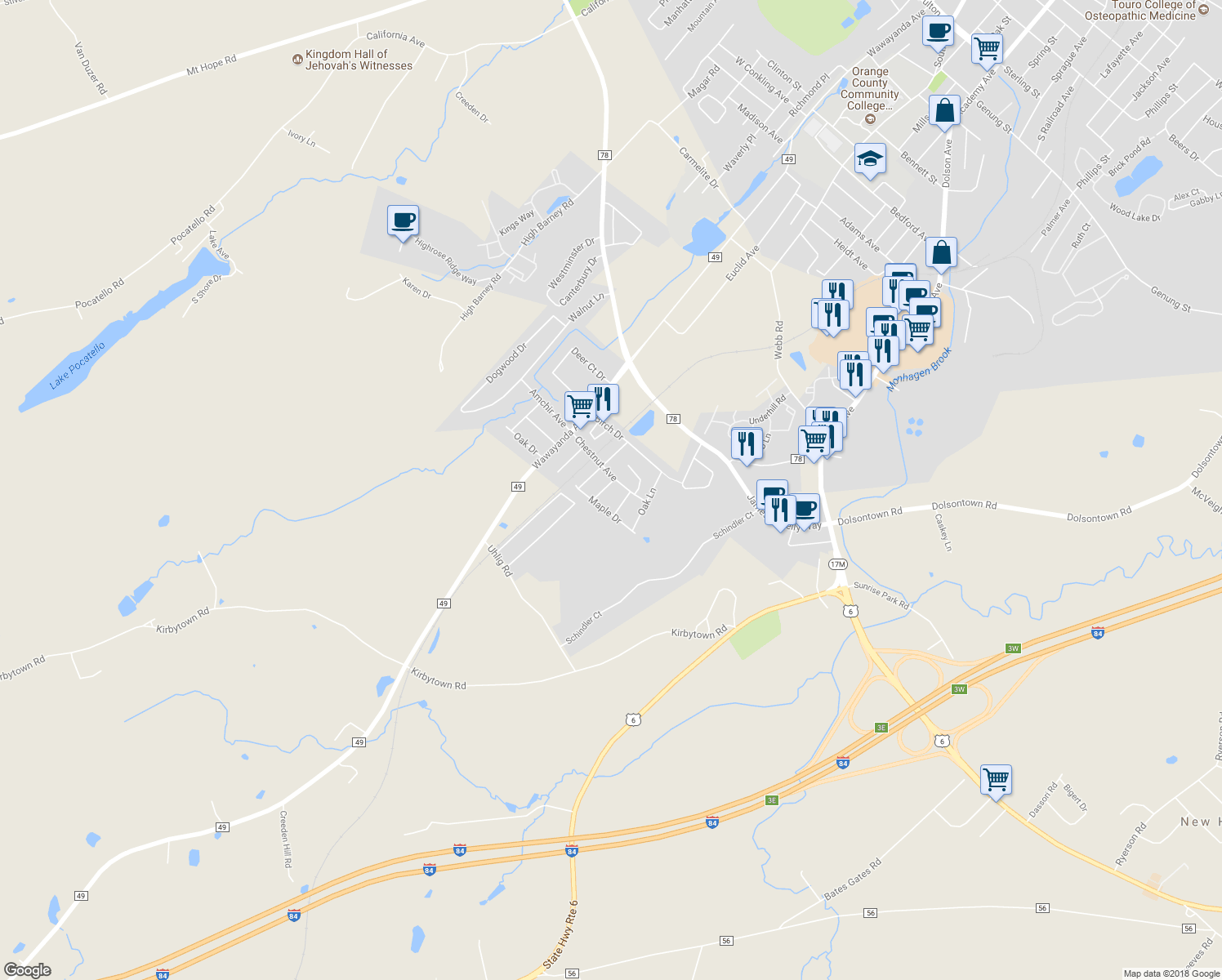 map of restaurants, bars, coffee shops, grocery stores, and more near 4 Francis Drive in Middletown