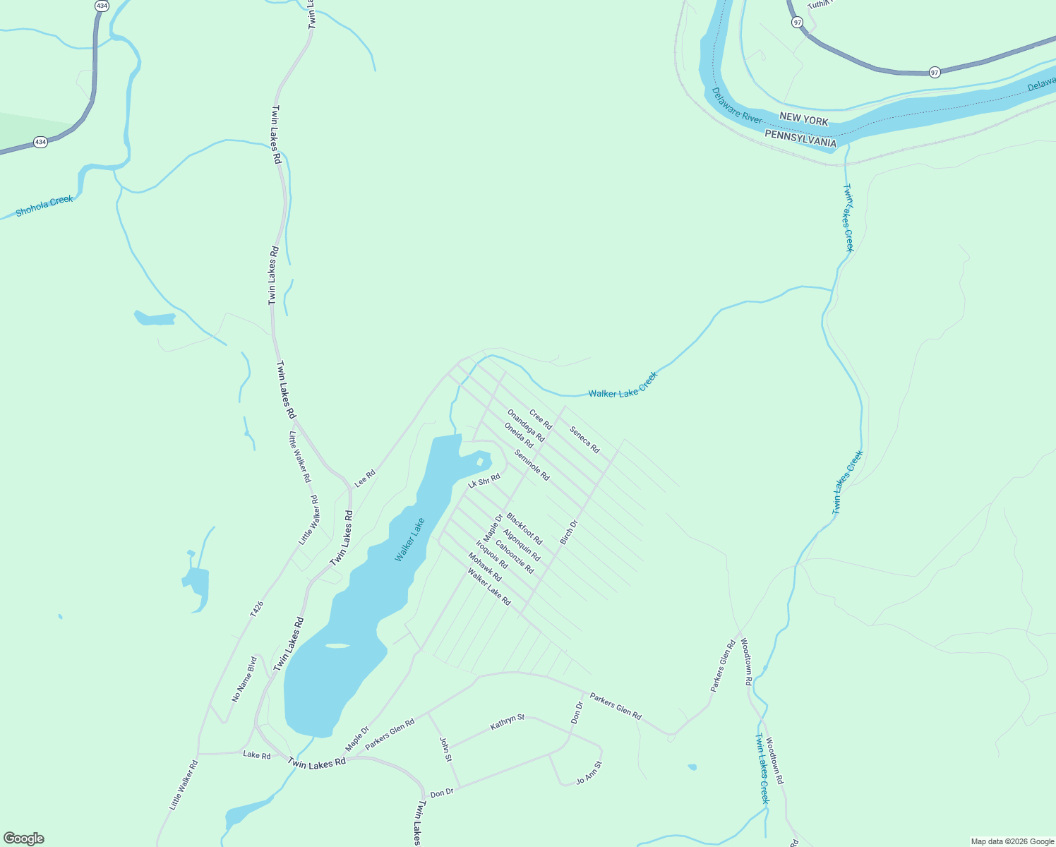 map of restaurants, bars, coffee shops, grocery stores, and more near Cree Road in Shohola