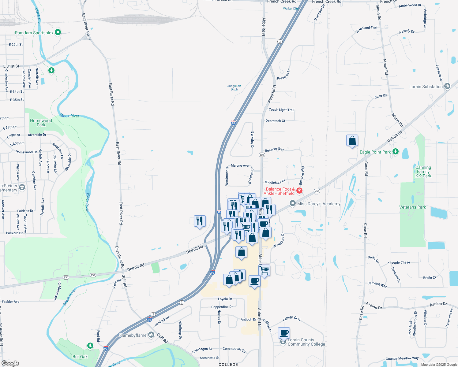 map of restaurants, bars, coffee shops, grocery stores, and more near 5203 Cedarville Avenue in Sheffield