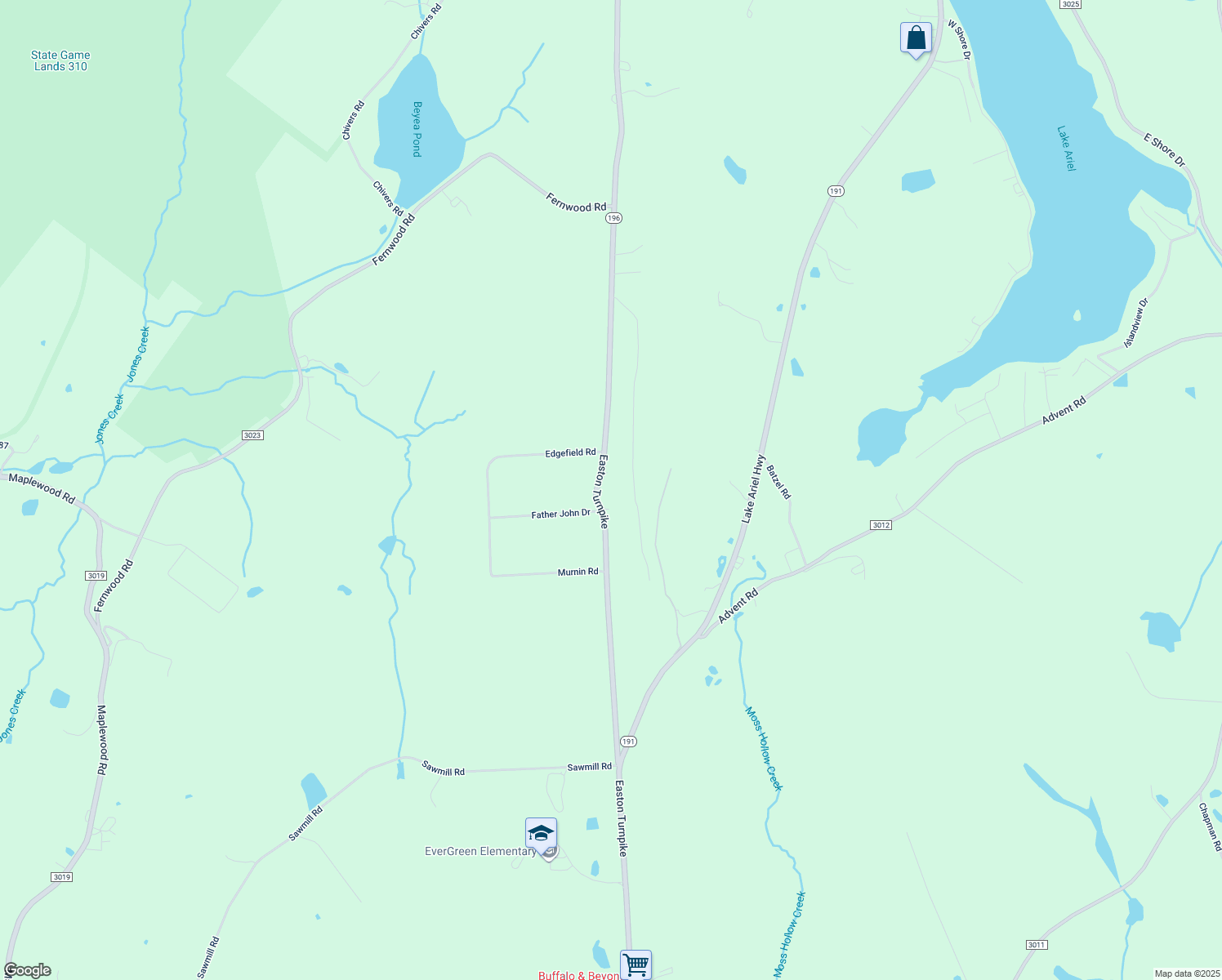 map of restaurants, bars, coffee shops, grocery stores, and more near Easton Turnpike in Wayne