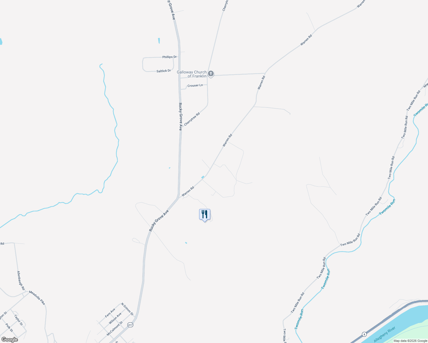 map of restaurants, bars, coffee shops, grocery stores, and more near 244 Warren Road in Franklin