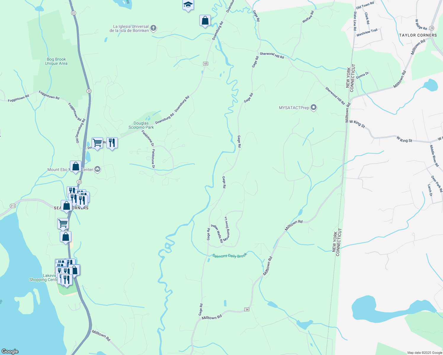 map of restaurants, bars, coffee shops, grocery stores, and more near 239 Gage Road in Brewster