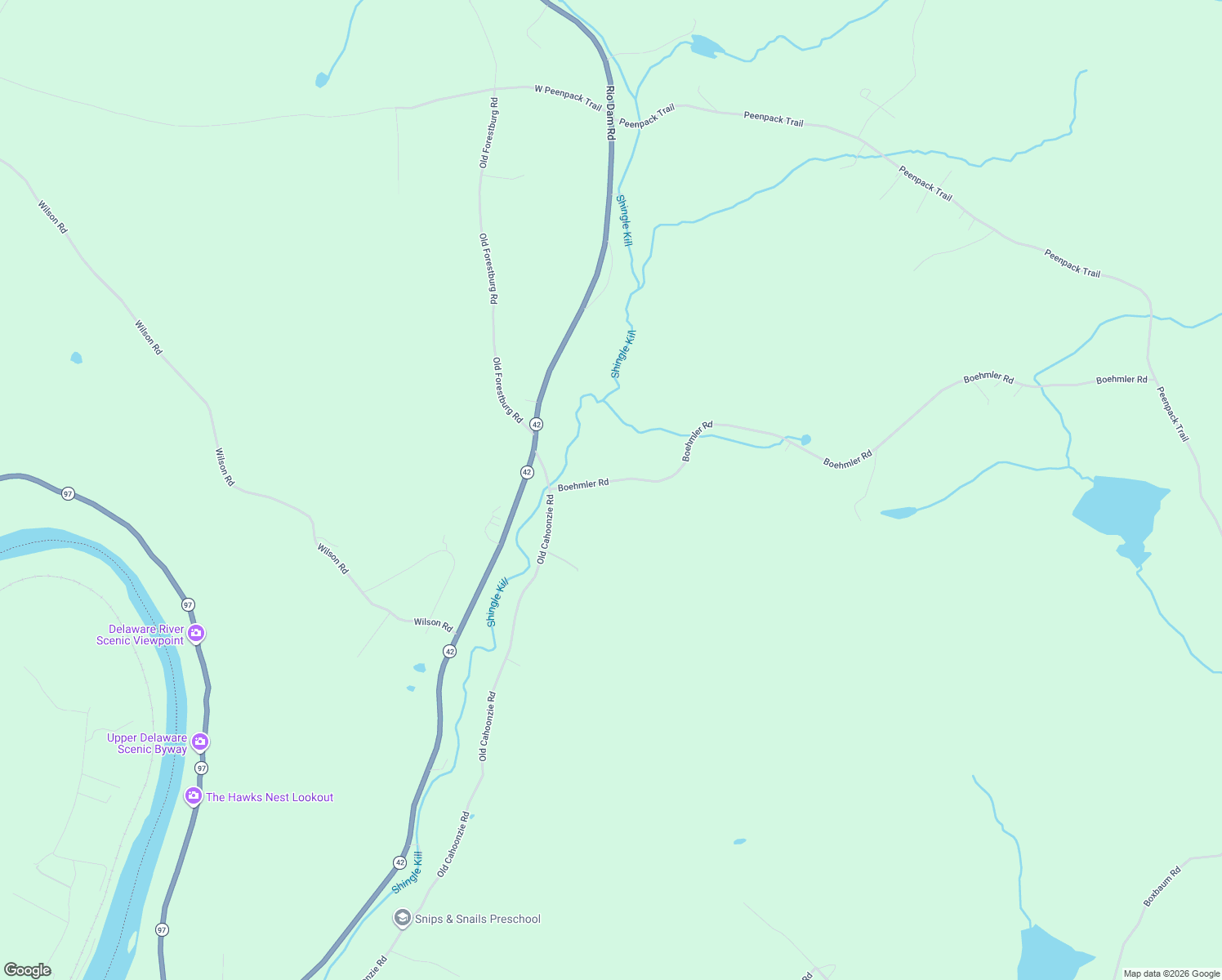 map of restaurants, bars, coffee shops, grocery stores, and more near 24 Boehmler Road in Sparrow Bush