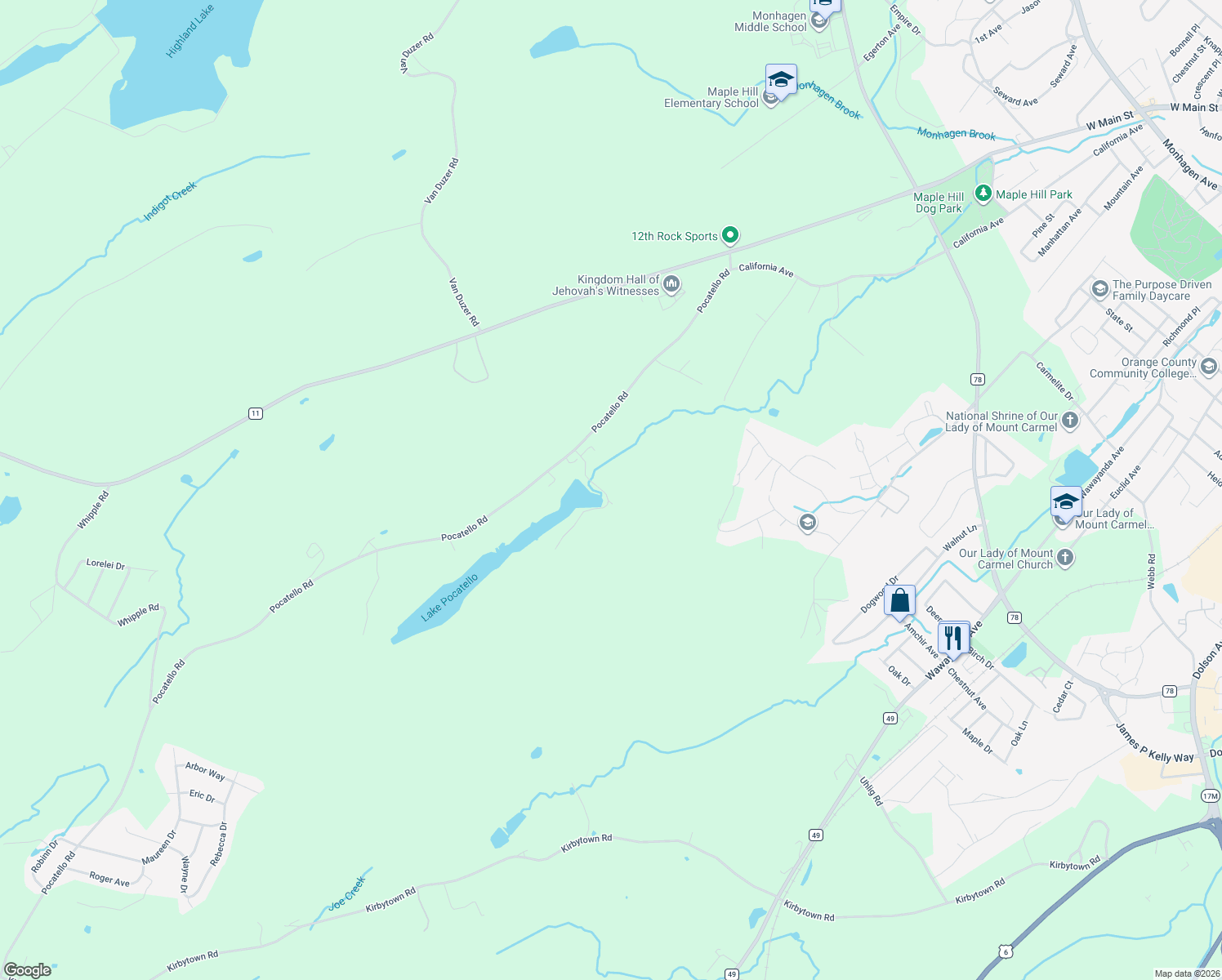 map of restaurants, bars, coffee shops, grocery stores, and more near 37 Lake Avenue in Orange County