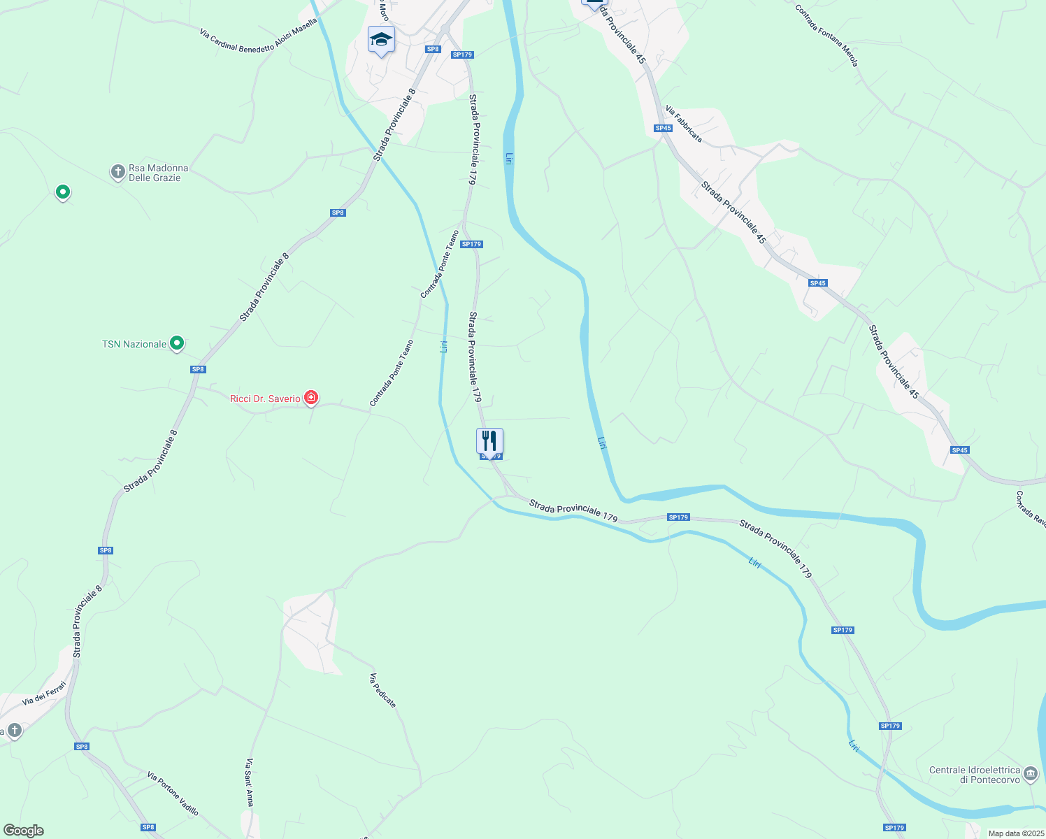 map of restaurants, bars, coffee shops, grocery stores, and more near in Province of Frosinone