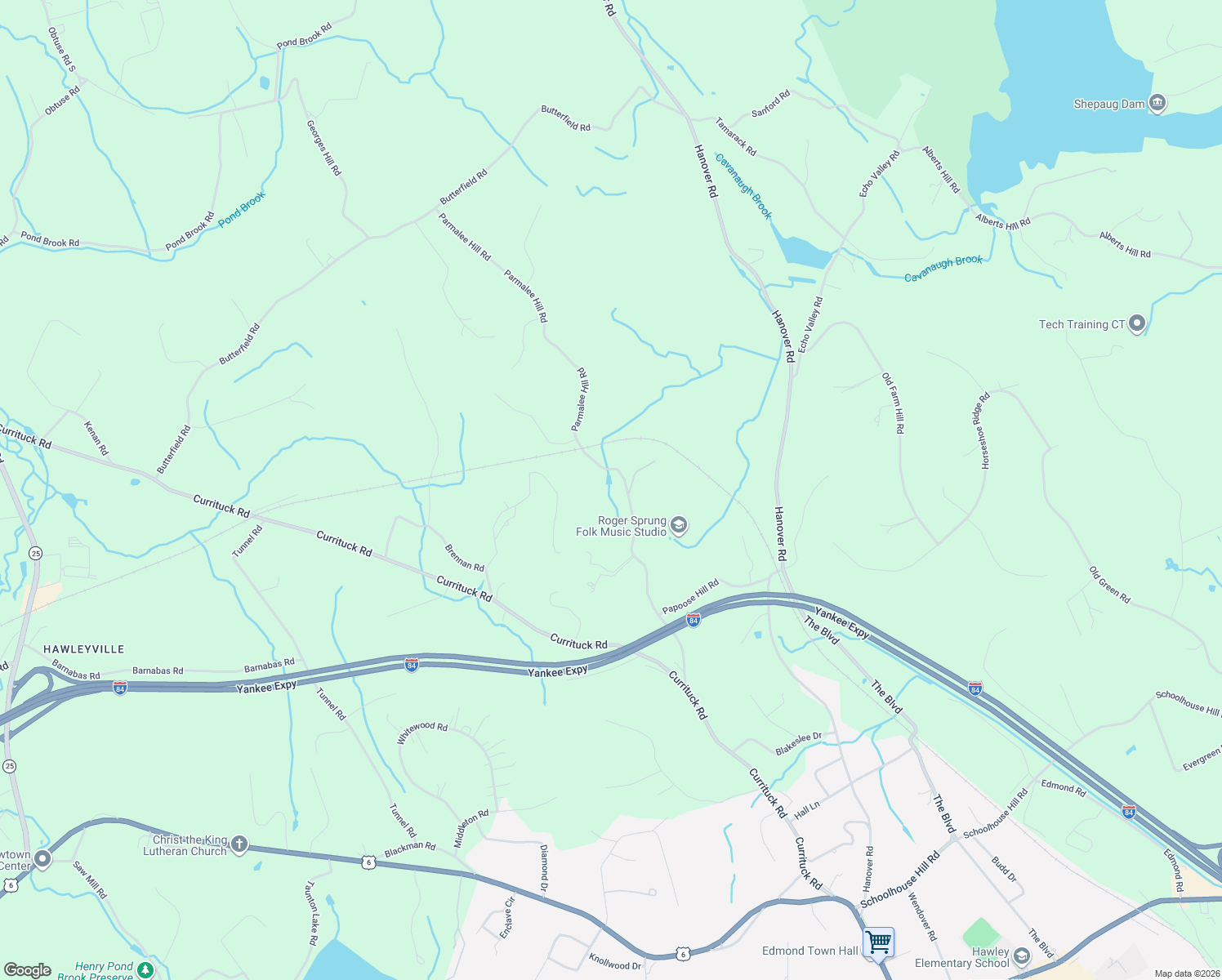 map of restaurants, bars, coffee shops, grocery stores, and more near 27 Parmalee Hill Road in Newtown