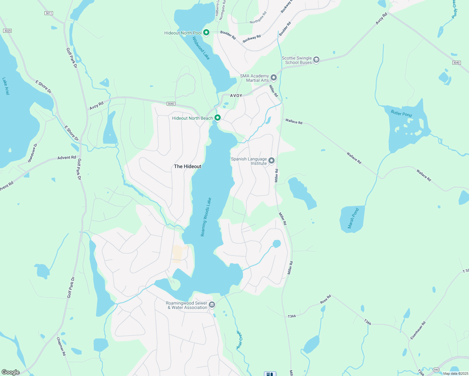 map of restaurants, bars, coffee shops, grocery stores, and more near 2037 Roaming Wood Rd in Wayne