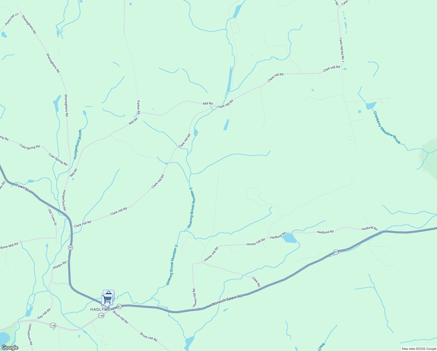 map of restaurants, bars, coffee shops, grocery stores, and more near 169 Florida Road in East Haddam