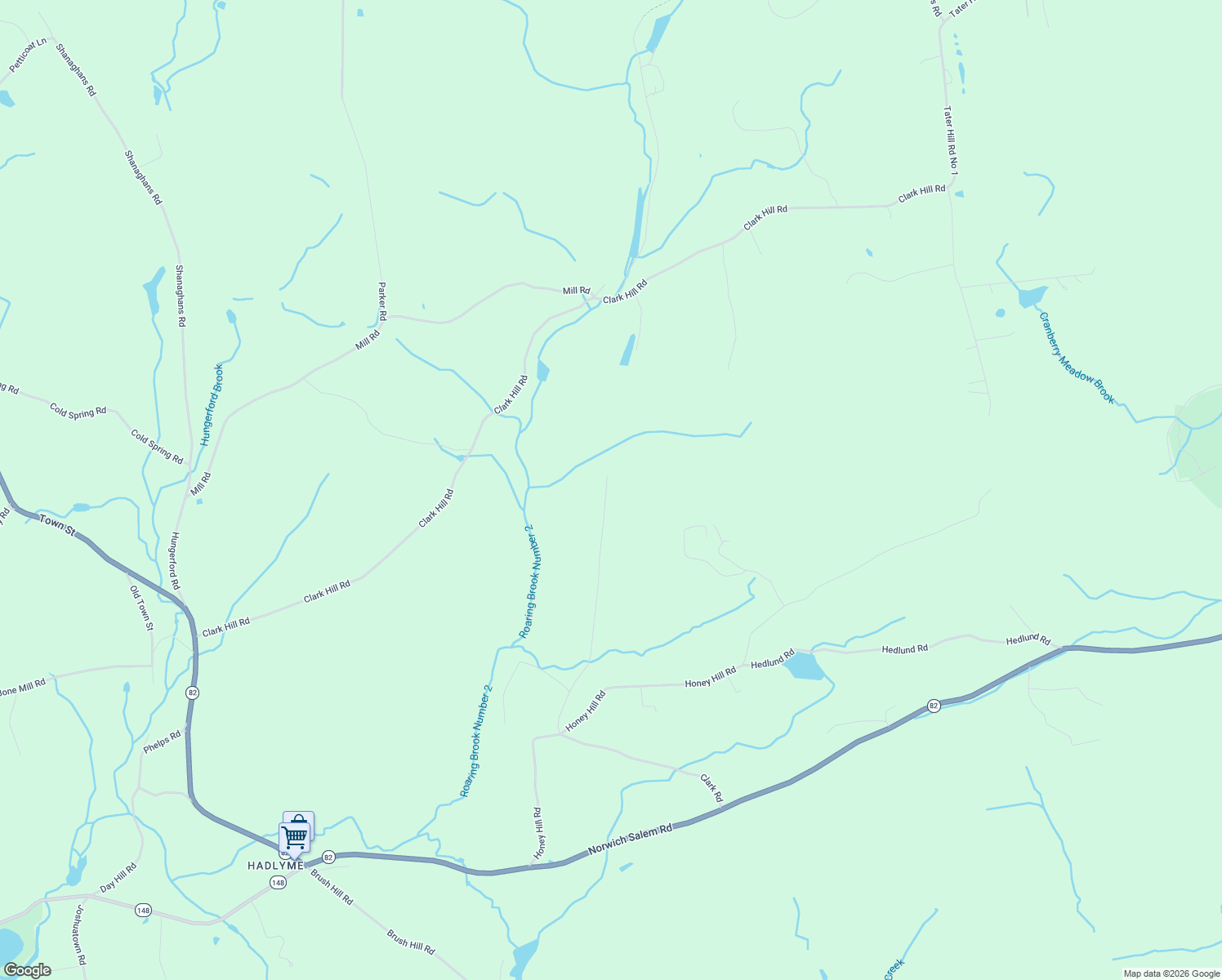 map of restaurants, bars, coffee shops, grocery stores, and more near 169-199 Florida Road in East Haddam