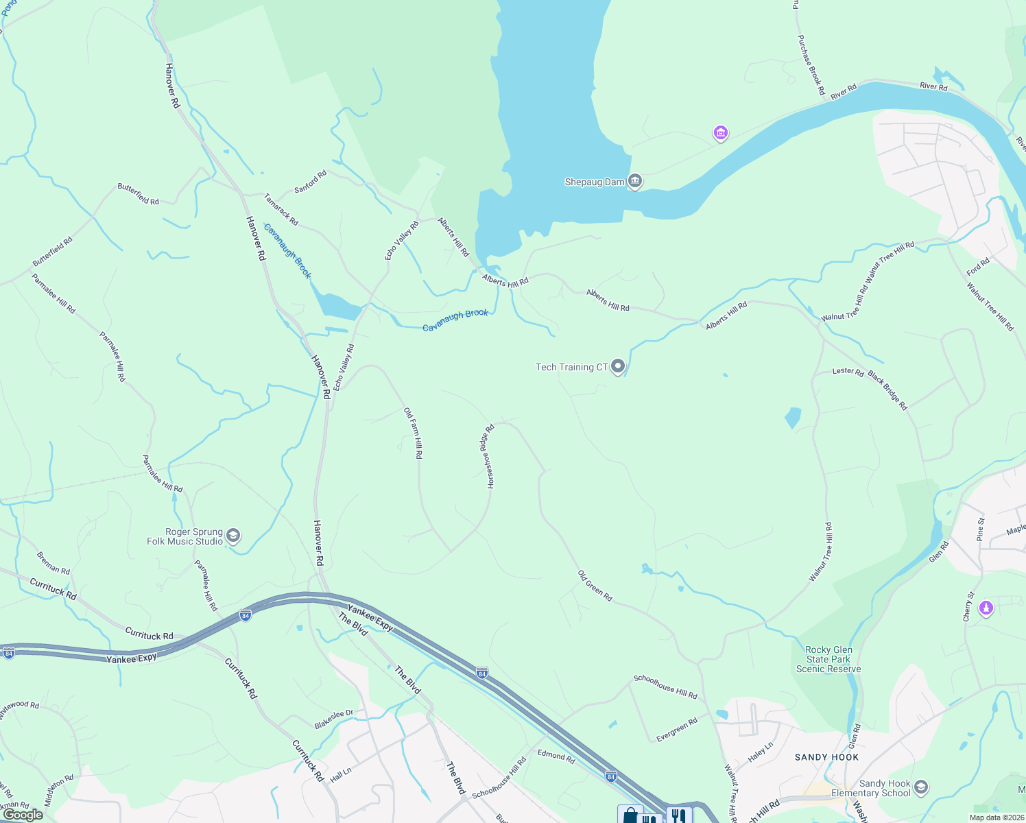 map of restaurants, bars, coffee shops, grocery stores, and more near 8 Old Green Road in Newtown