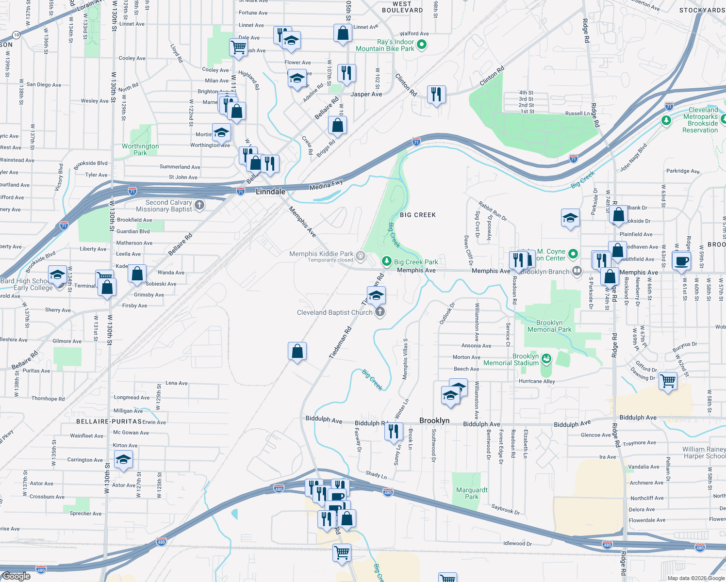 map of restaurants, bars, coffee shops, grocery stores, and more near 10314 Manoa Ave in Brooklyn