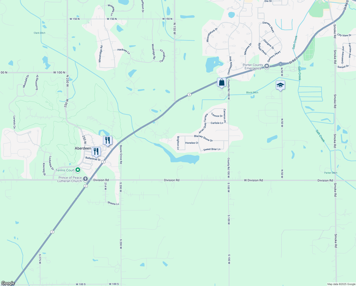 map of restaurants, bars, coffee shops, grocery stores, and more near Brighton Lane in Valparaiso