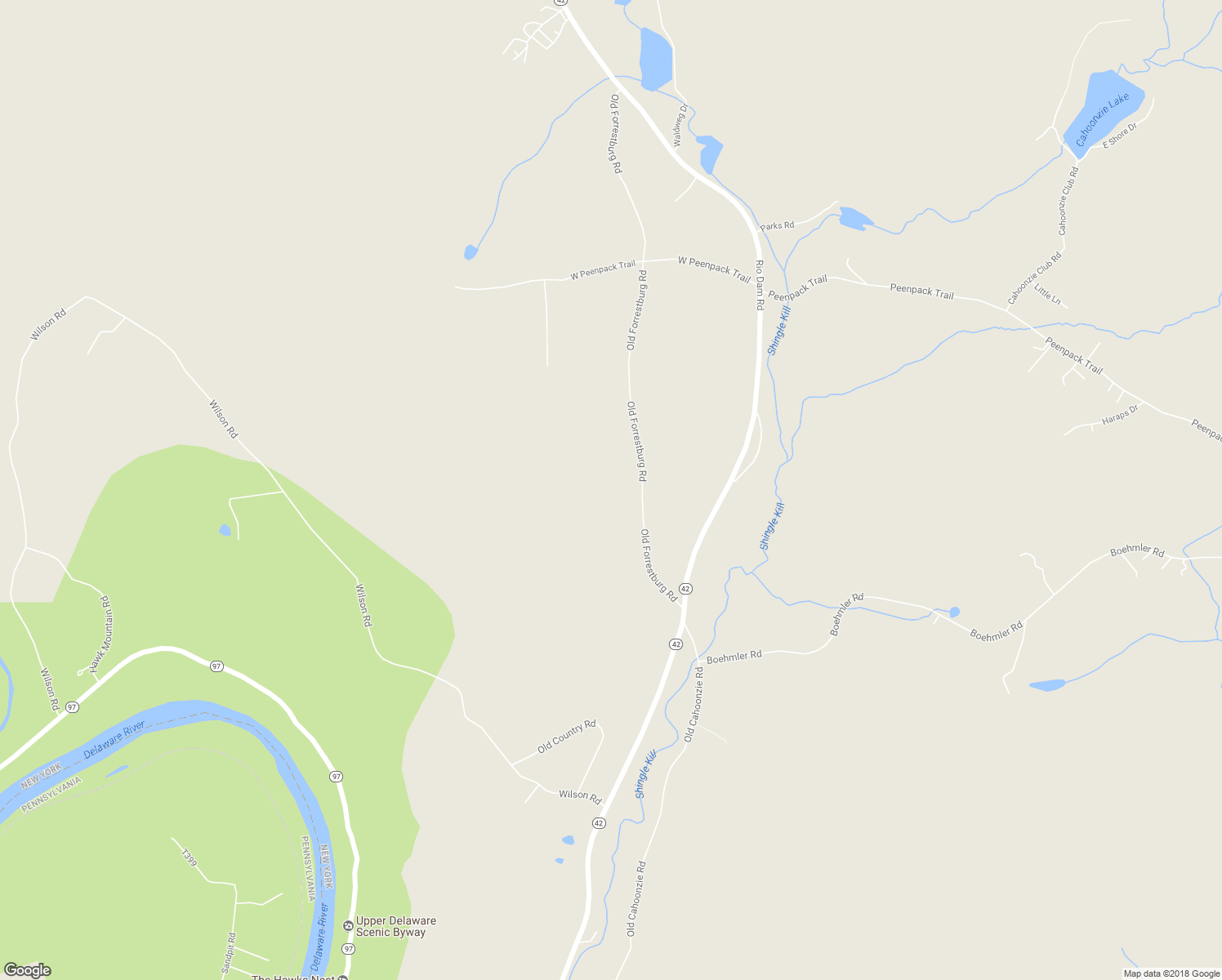 map of restaurants, bars, coffee shops, grocery stores, and more near 47 Old Forrestburg Road in Sparrow Bush