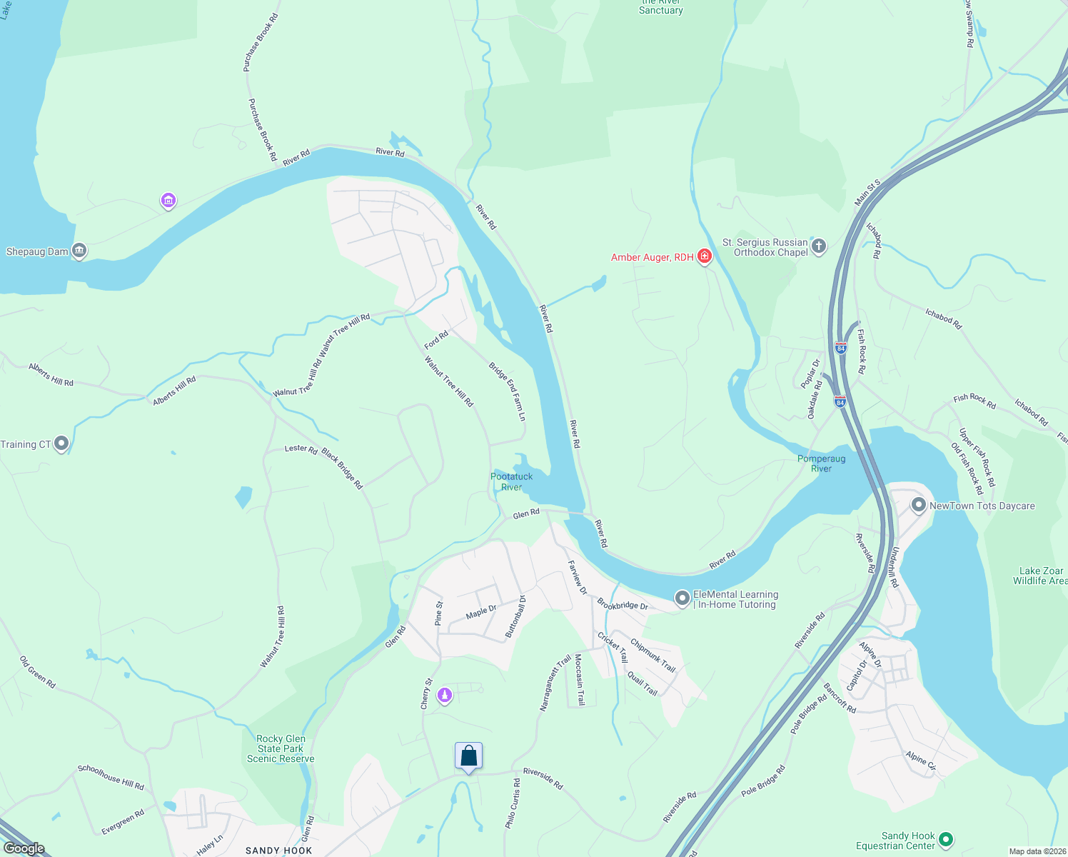 map of restaurants, bars, coffee shops, grocery stores, and more near 2 Bridge End Farm Lane in Newtown