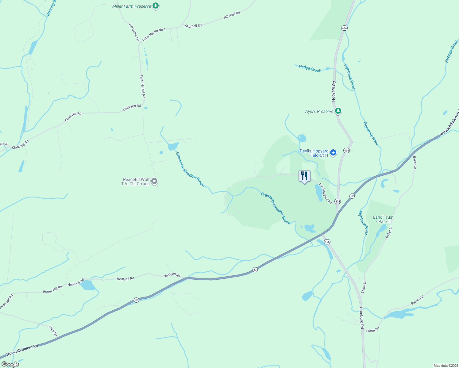 map of restaurants, bars, coffee shops, grocery stores, and more near 401 Fox Hopyard Road in East Haddam