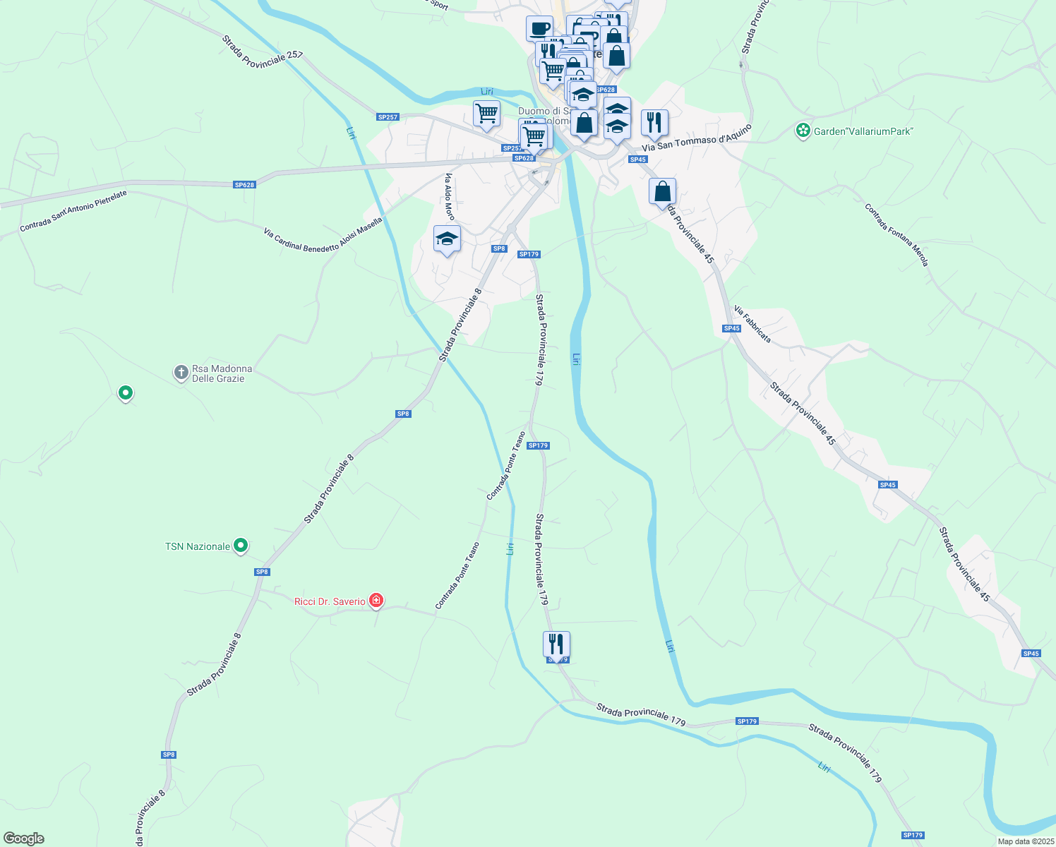 map of restaurants, bars, coffee shops, grocery stores, and more near in Province of Frosinone