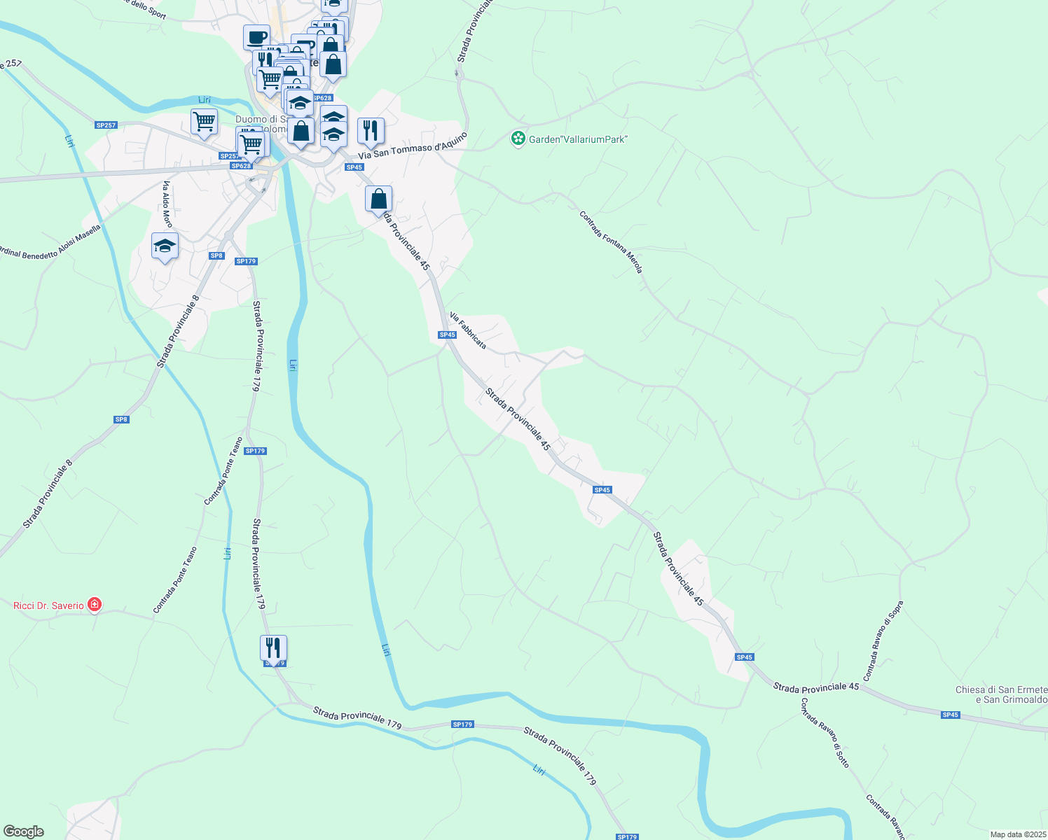 map of restaurants, bars, coffee shops, grocery stores, and more near 33 Via Ravano in Provincia di Frosinone