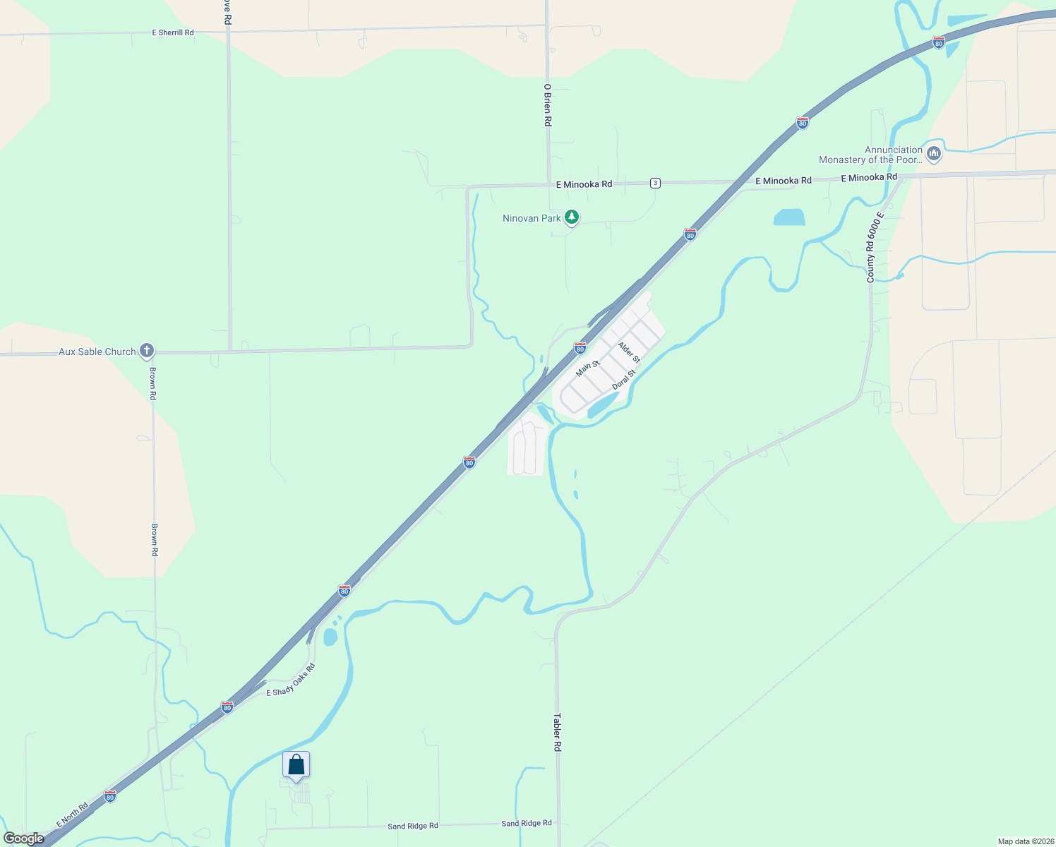 map of restaurants, bars, coffee shops, grocery stores, and more near 28 Oak St in Minooka