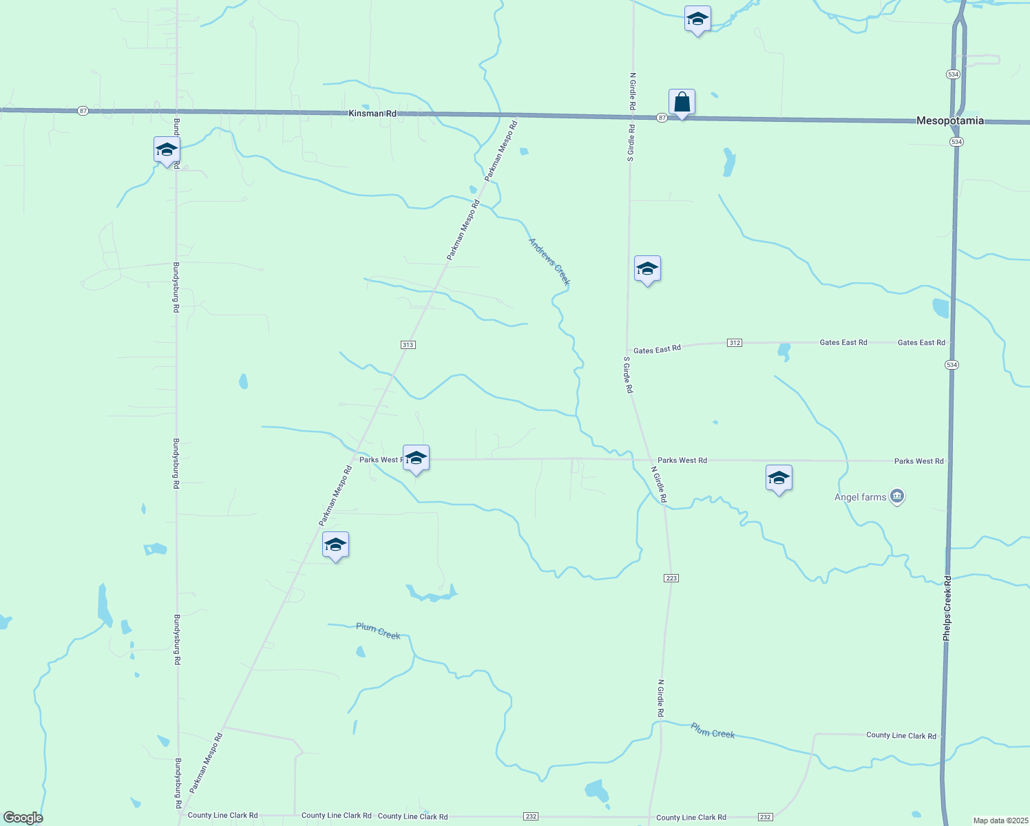 map of restaurants, bars, coffee shops, grocery stores, and more near 5070 Parks West Road in Middlefield