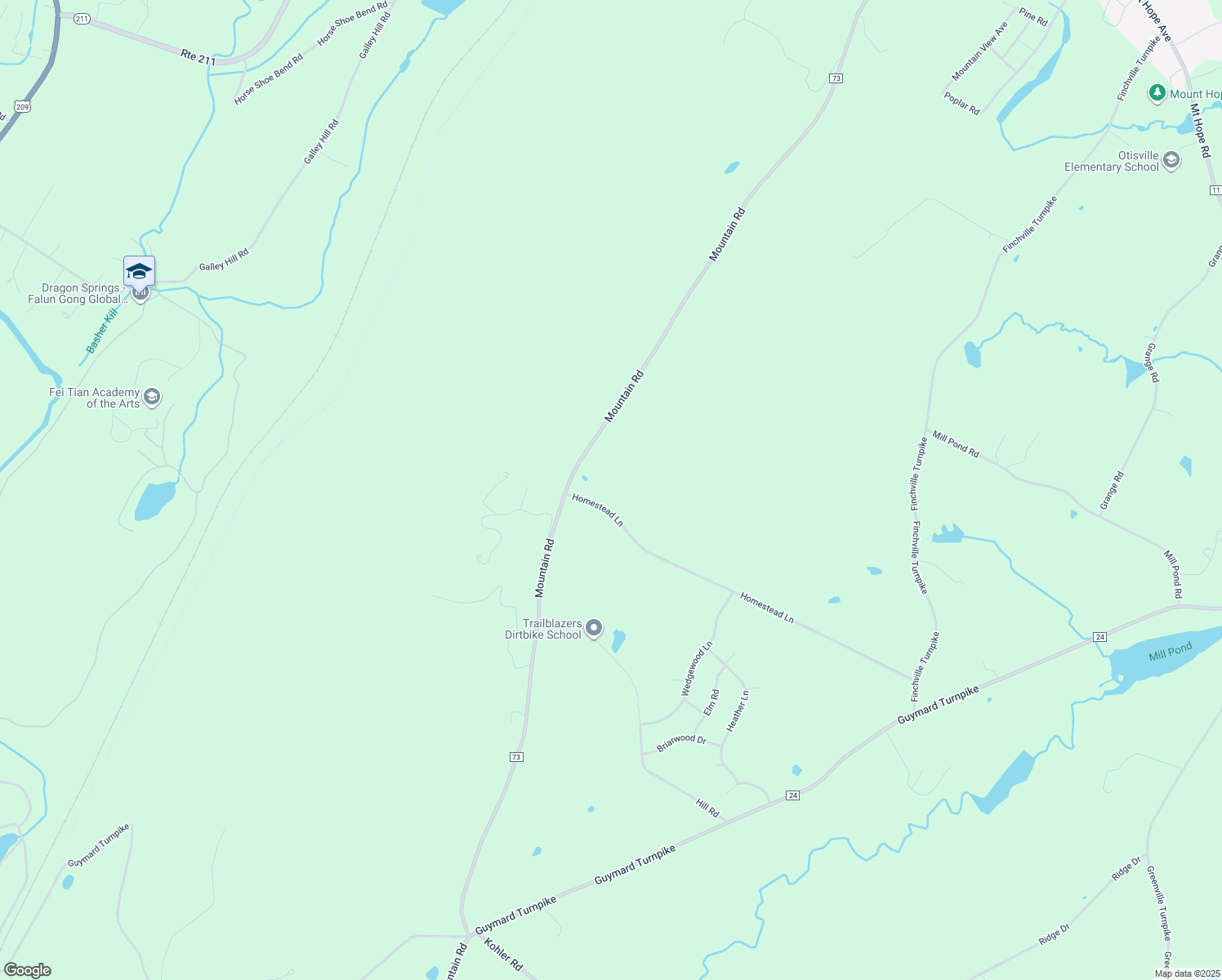 map of restaurants, bars, coffee shops, grocery stores, and more near 212 Homestead Lane in Otisville