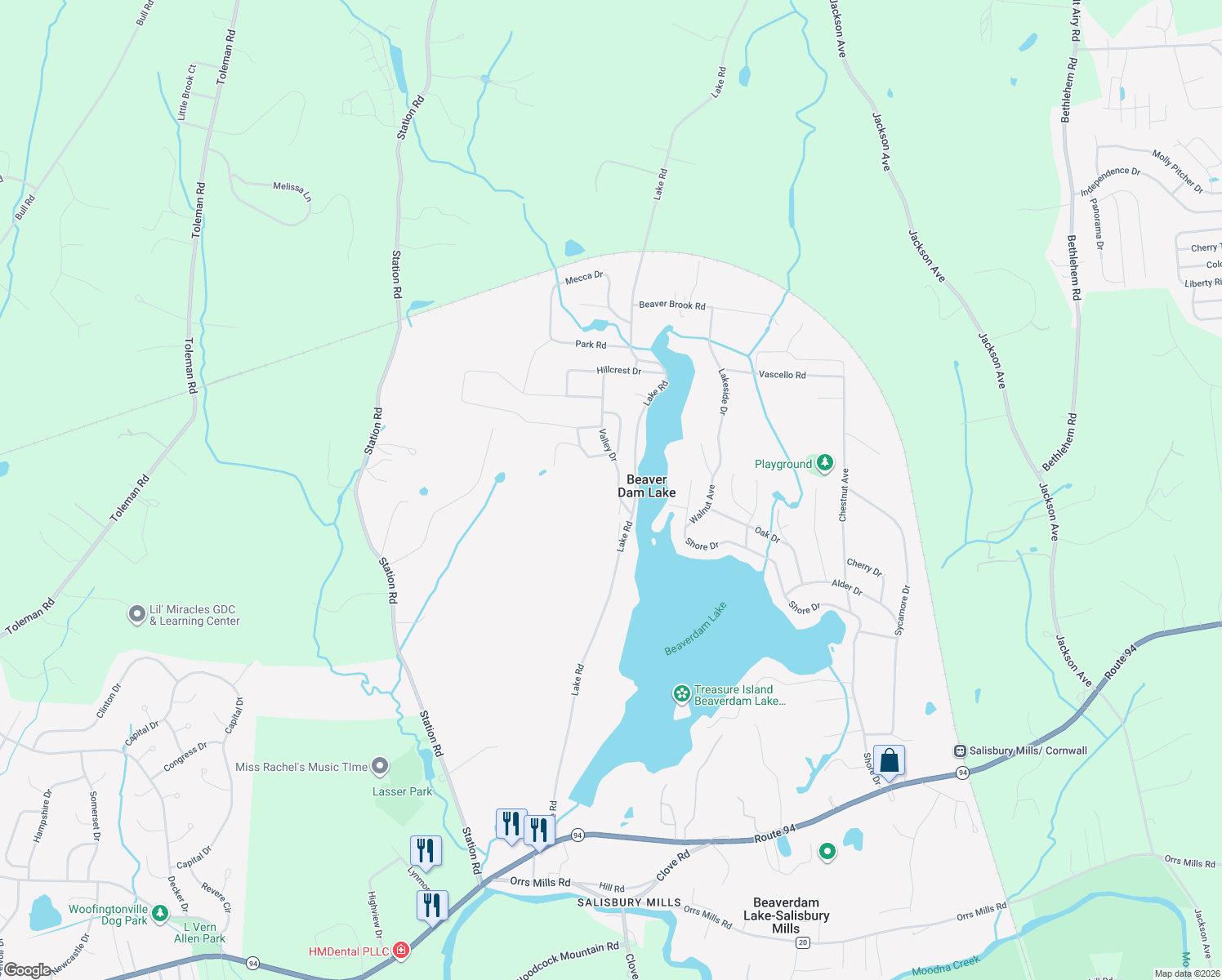 map of restaurants, bars, coffee shops, grocery stores, and more near 11 Valley Drive in Beaverdam Lake-Salisbury Mills