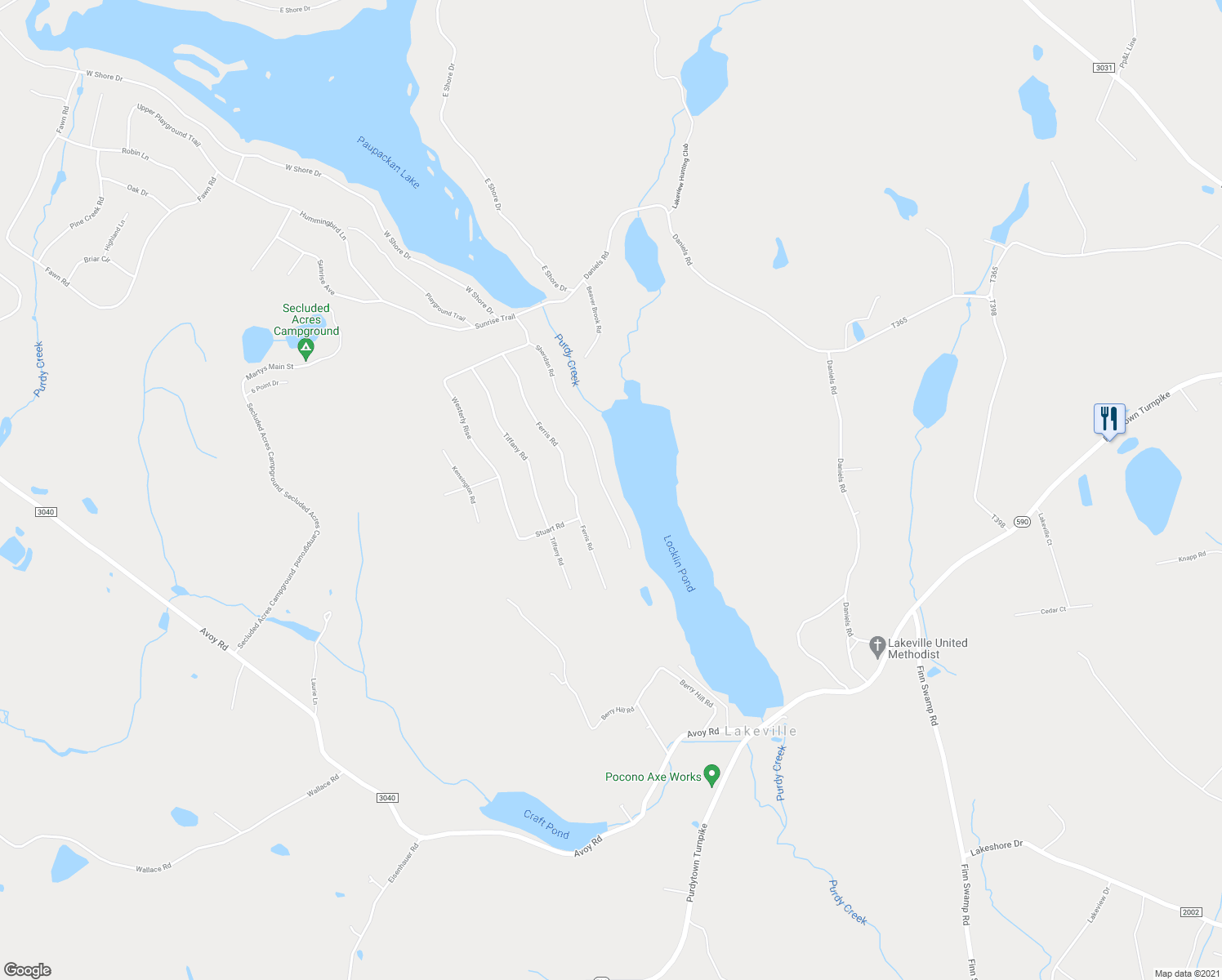 map of restaurants, bars, coffee shops, grocery stores, and more near 36 Sheridan Road in Hawley