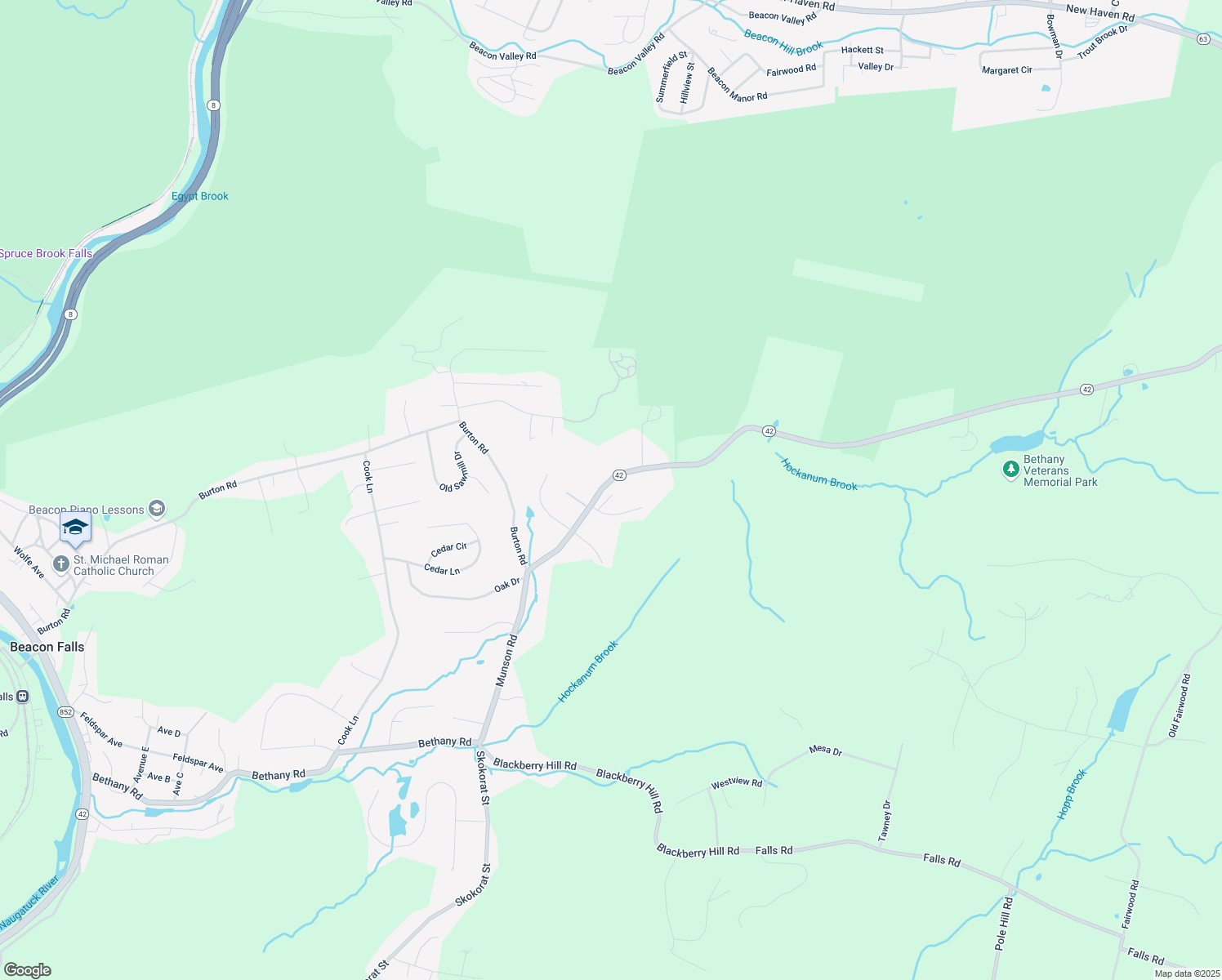 map of restaurants, bars, coffee shops, grocery stores, and more near 5 Country Court in Beacon Falls