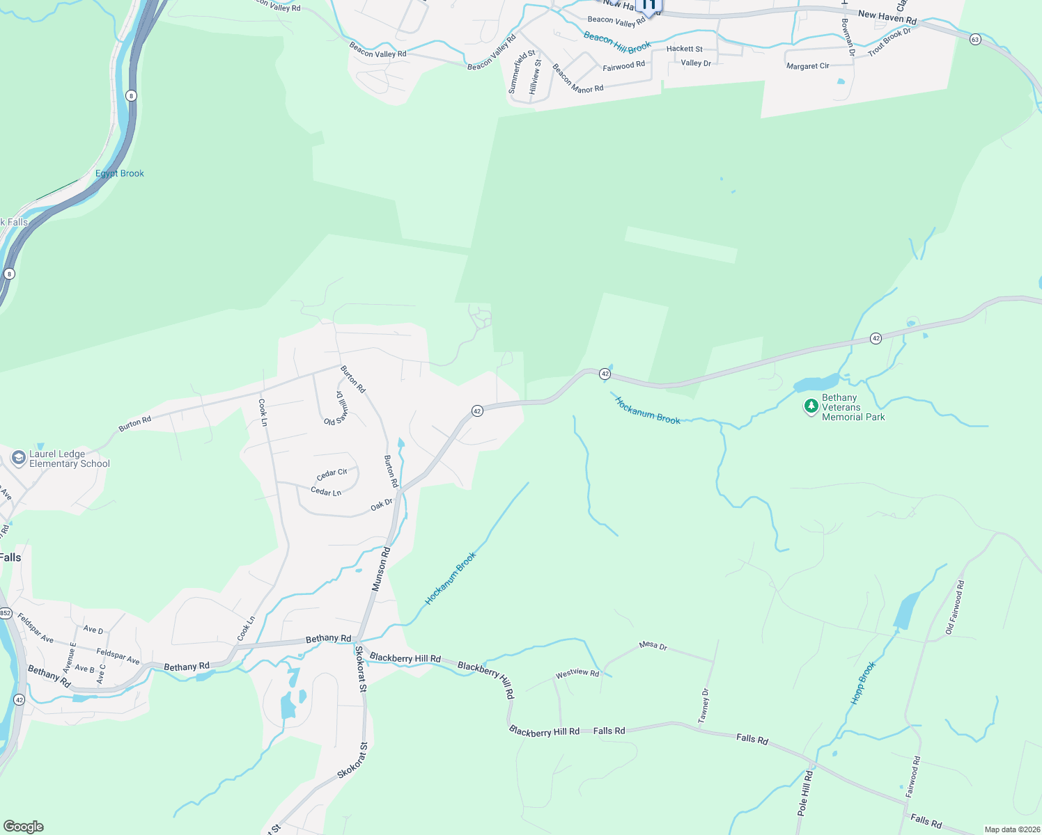 map of restaurants, bars, coffee shops, grocery stores, and more near 190 Lasky Road in Beacon Falls