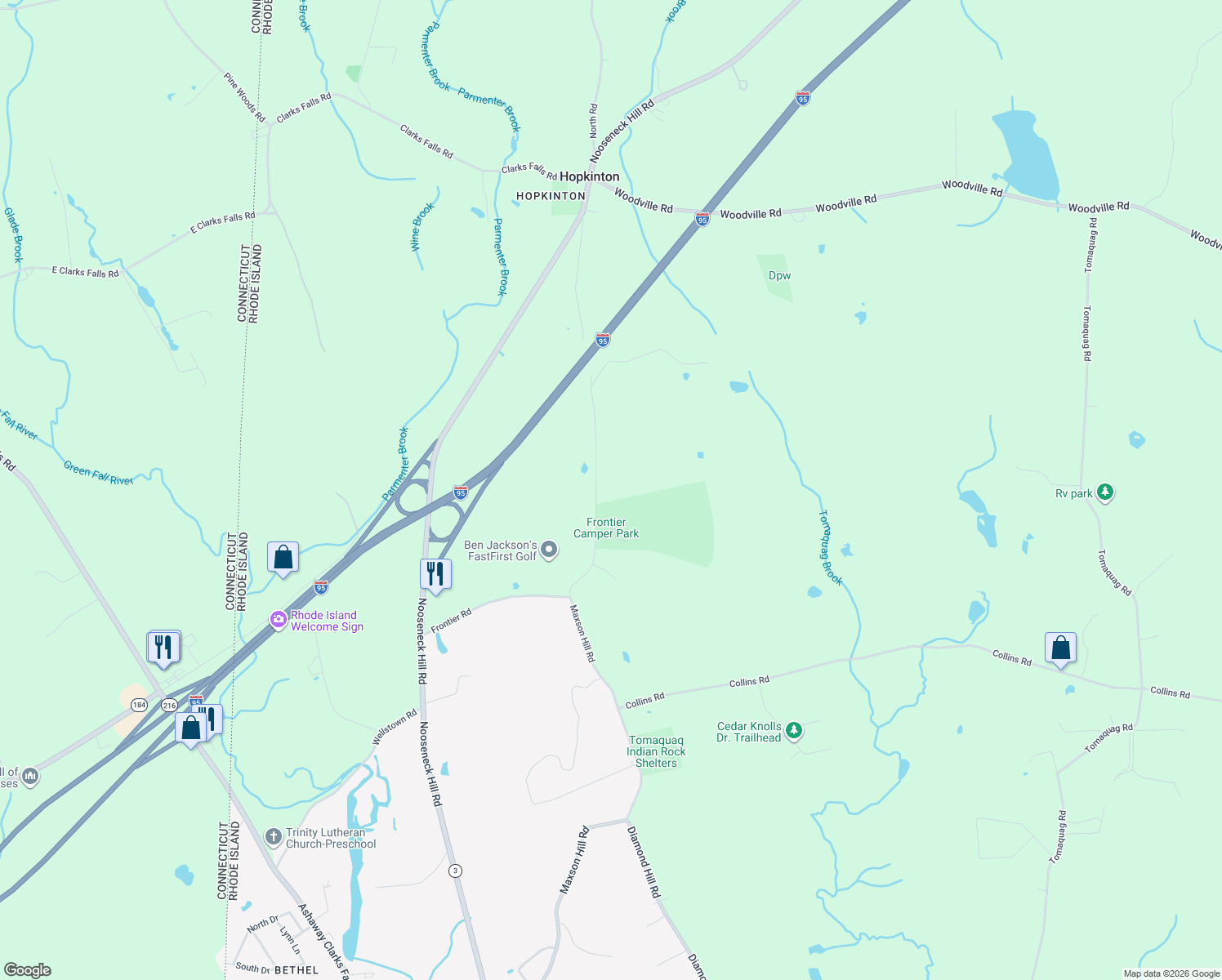 map of restaurants, bars, coffee shops, grocery stores, and more near 190 Maxson Hill Rd in Hopkinton