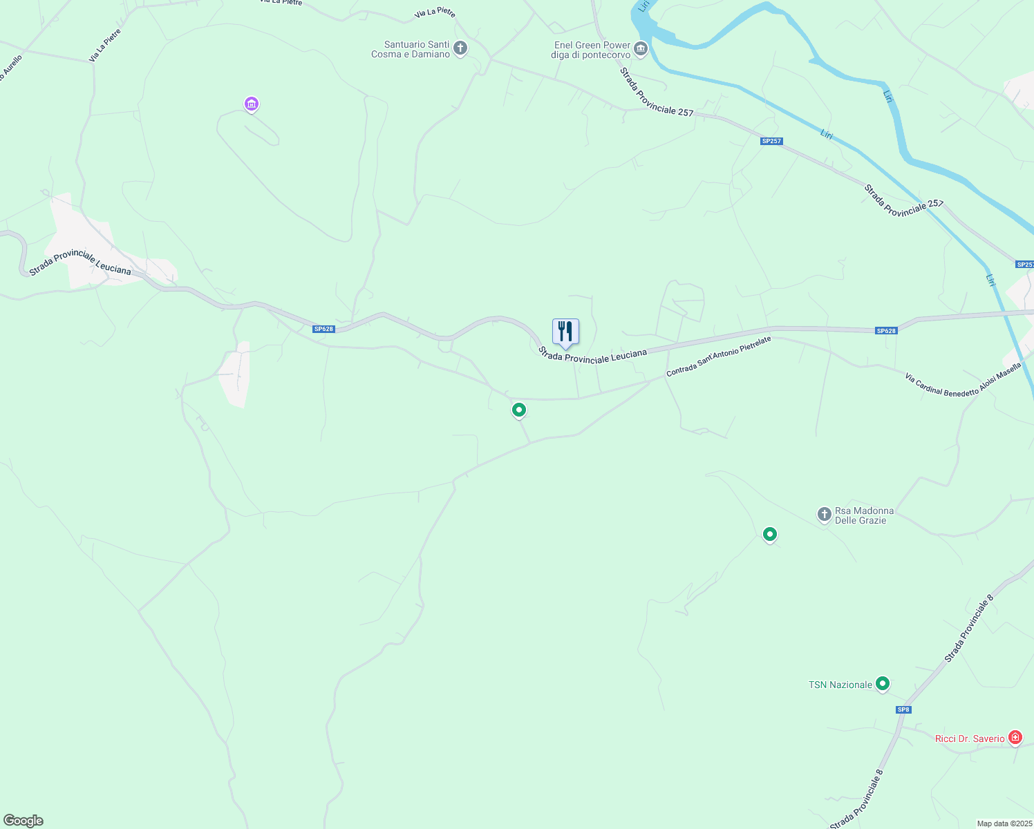 map of restaurants, bars, coffee shops, grocery stores, and more near 45 Contrada Tordoni in Provincia di Frosinone
