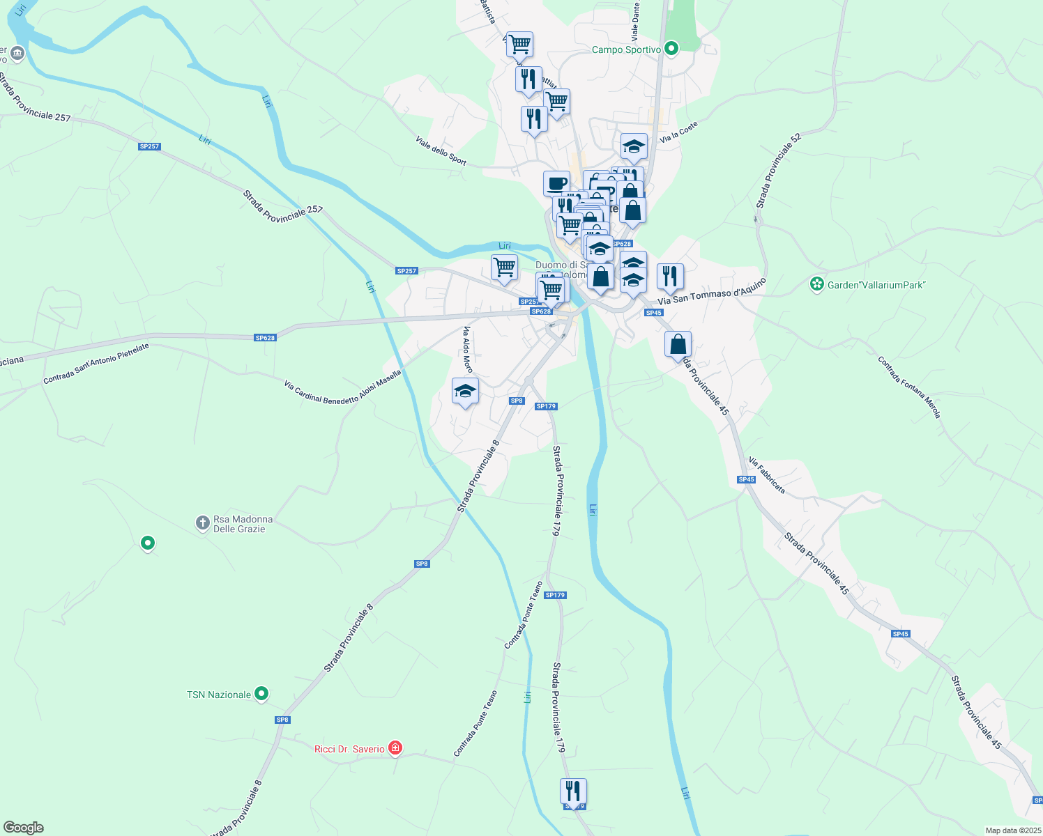 map of restaurants, bars, coffee shops, grocery stores, and more near 12 Via San Nicola in Pontecorvo