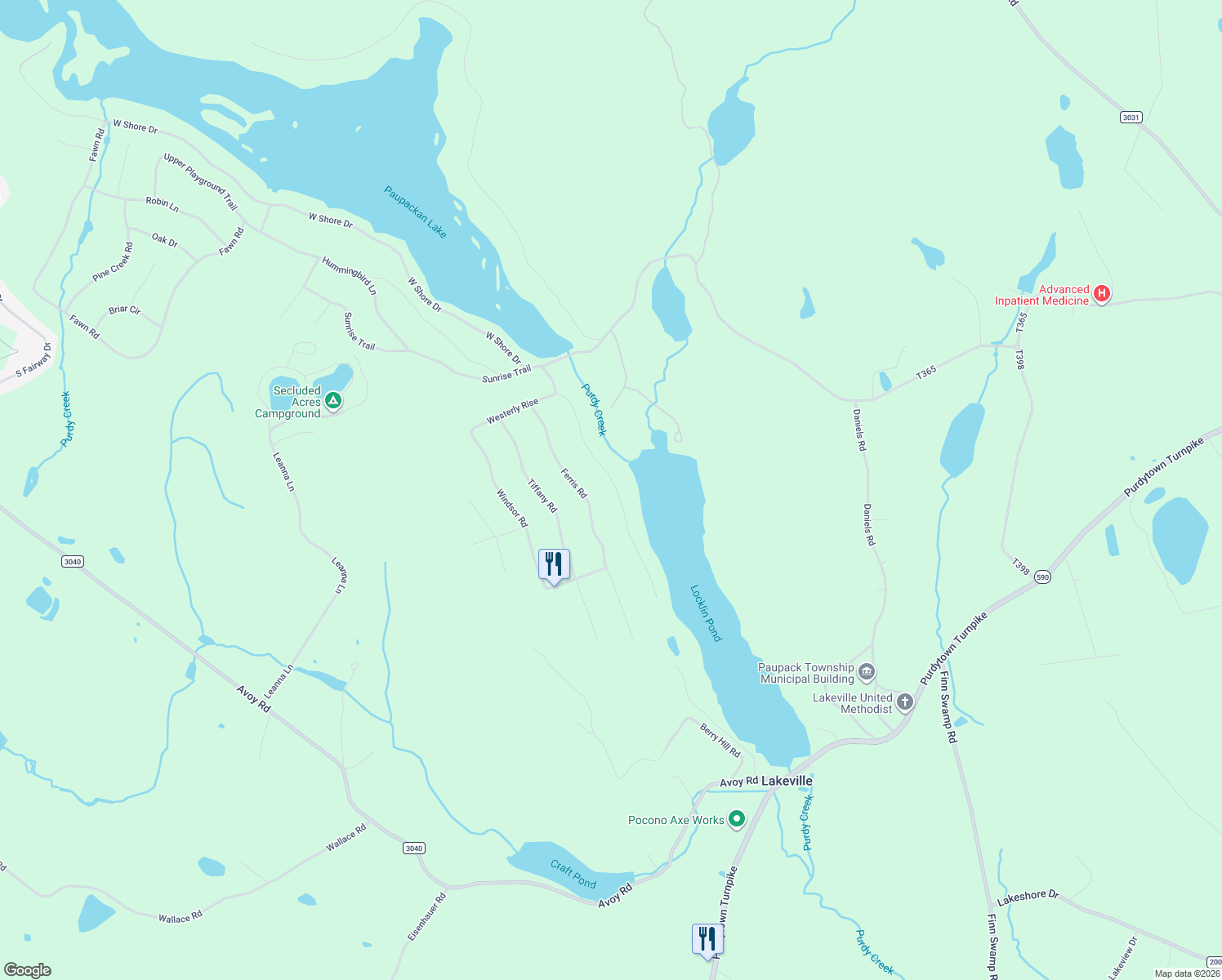 map of restaurants, bars, coffee shops, grocery stores, and more near 88 Ferris Rd in Hawley