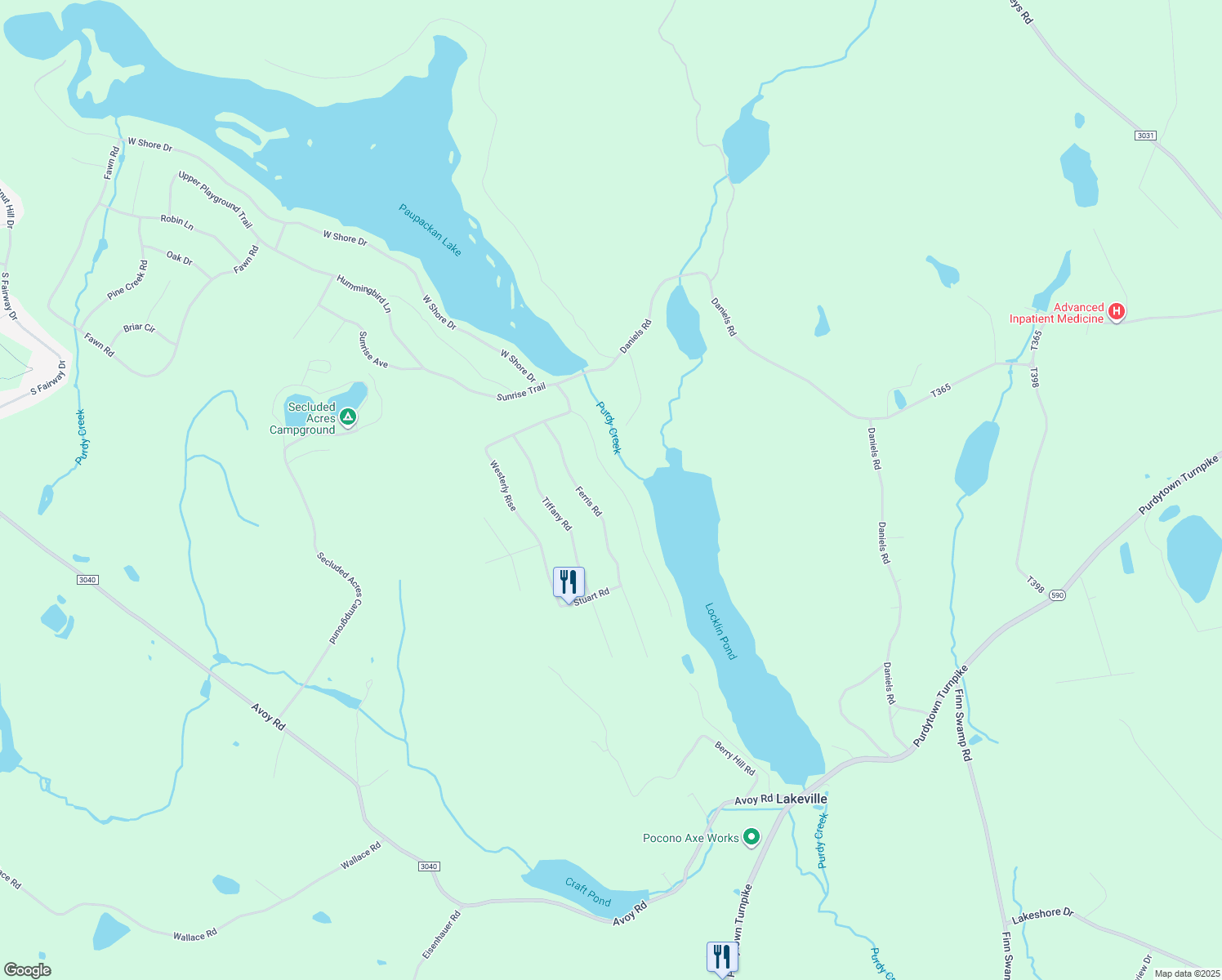 map of restaurants, bars, coffee shops, grocery stores, and more near 79 Sheridan Road in Hawley