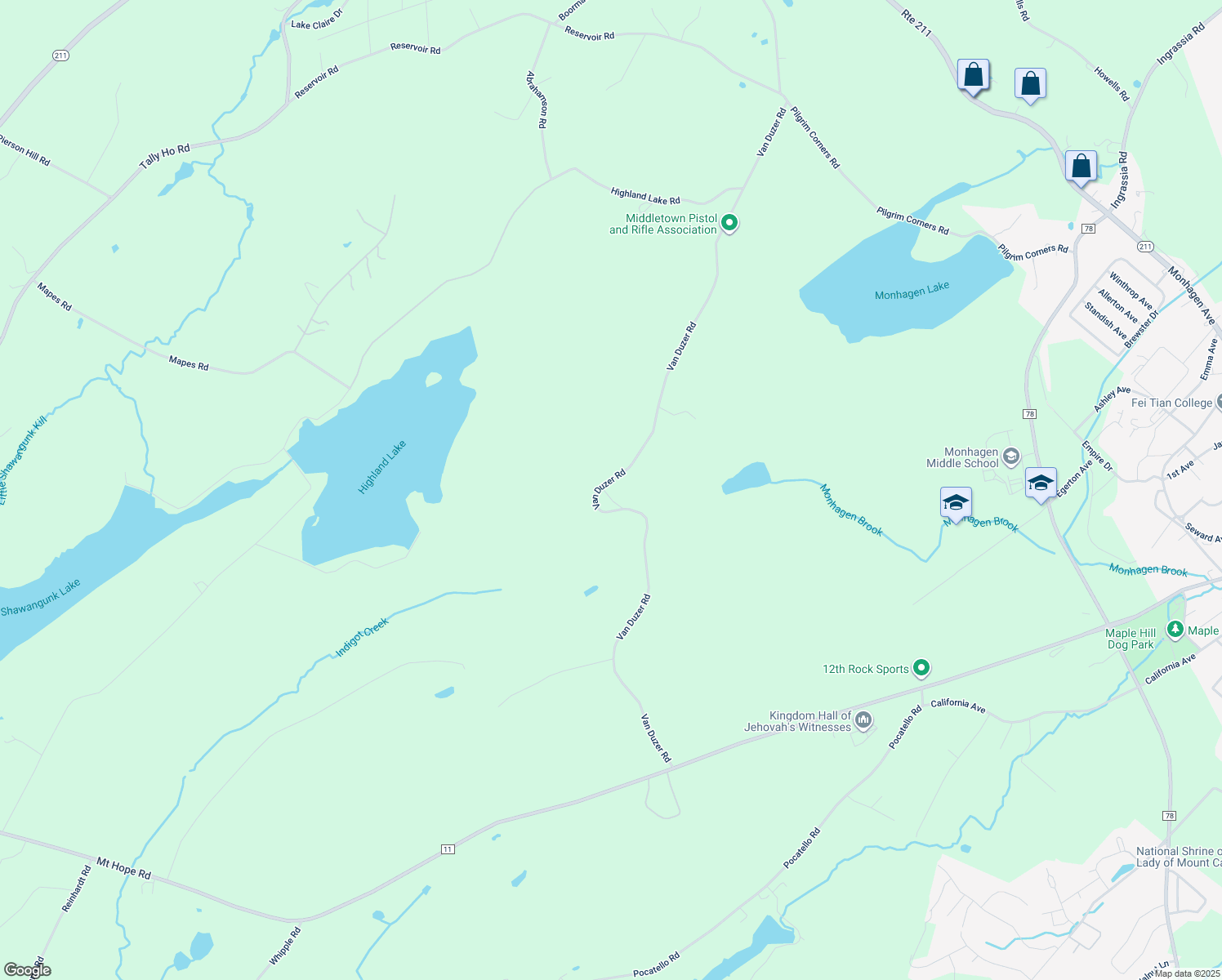 map of restaurants, bars, coffee shops, grocery stores, and more near 338 Van Duzer Road in Middletown