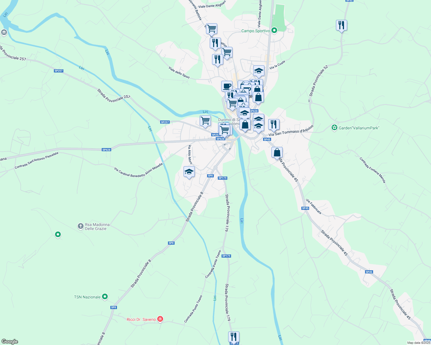 map of restaurants, bars, coffee shops, grocery stores, and more near 159 Corso Giuseppe Garibaldi in Pontecorvo