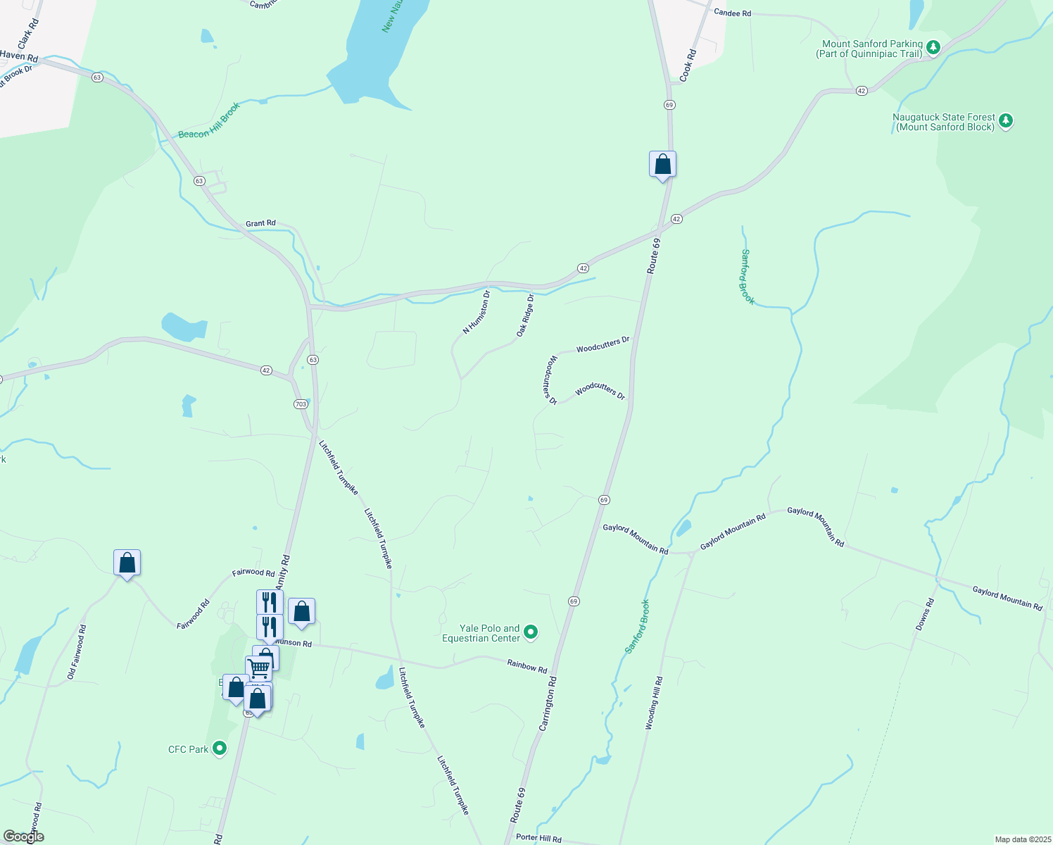map of restaurants, bars, coffee shops, grocery stores, and more near 12 Amadeo Drive in Bethany